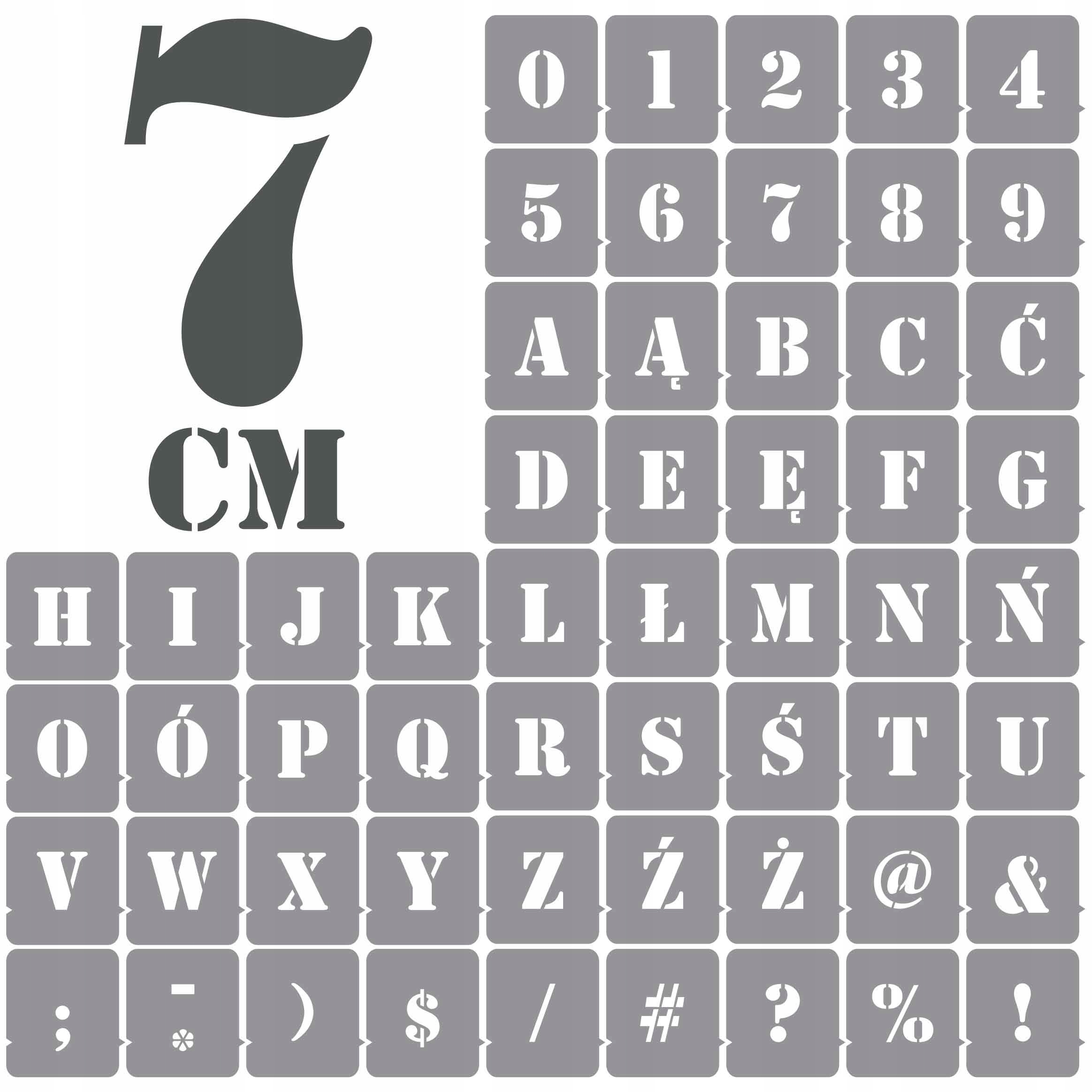 

Szablony malarskie Litery Cyfry 7 cm /wielorazowe/