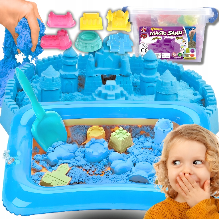 PIASEK KINETYCZNY 3 KG BASEN FOREMKI ŁOPATKA ZESTAW XXXXL SUPER PLASTYCZNY