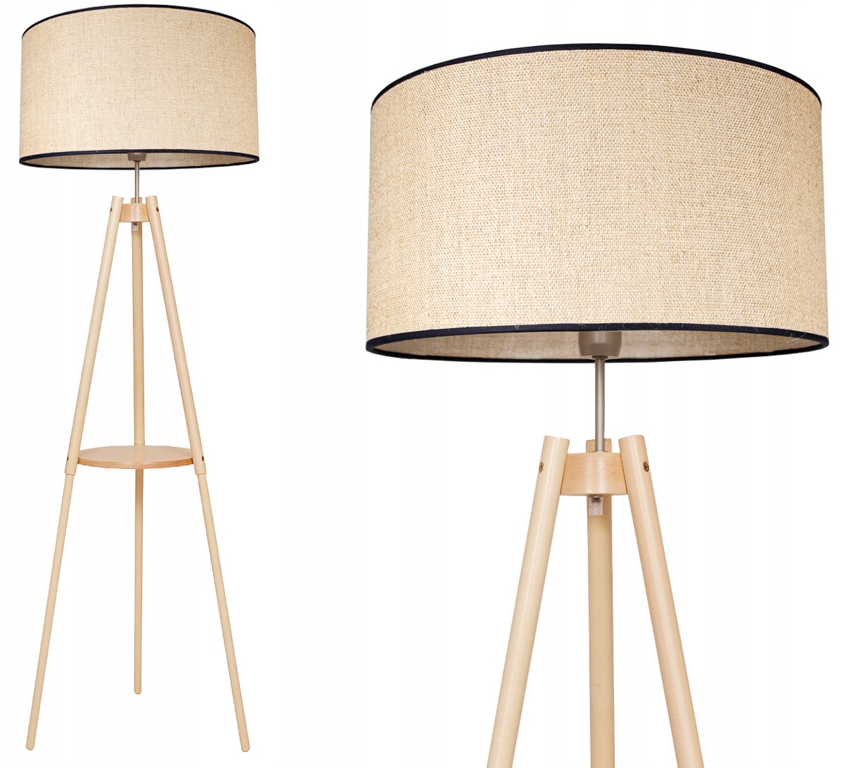 

Lampa Stojąca Podłogowa Trójnóg Ze Stolikiem Boho