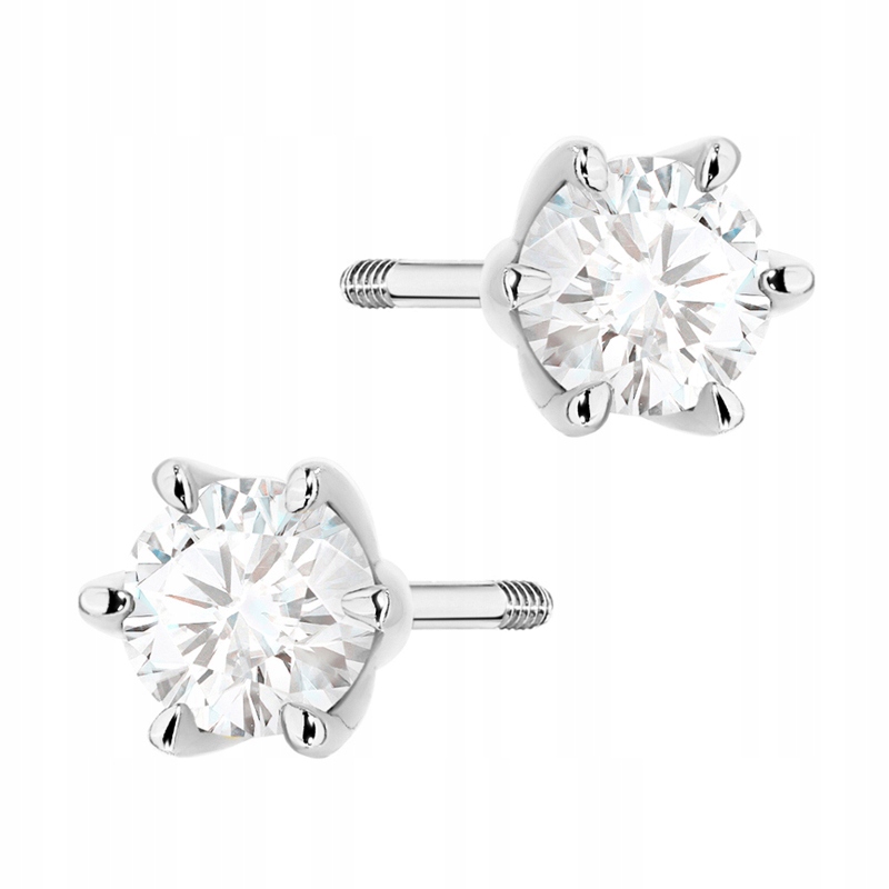 Klasyczne Złote Kolczyki Damskie pr. 585 Diamenty Laboratoryjne 0,60ct 14k
