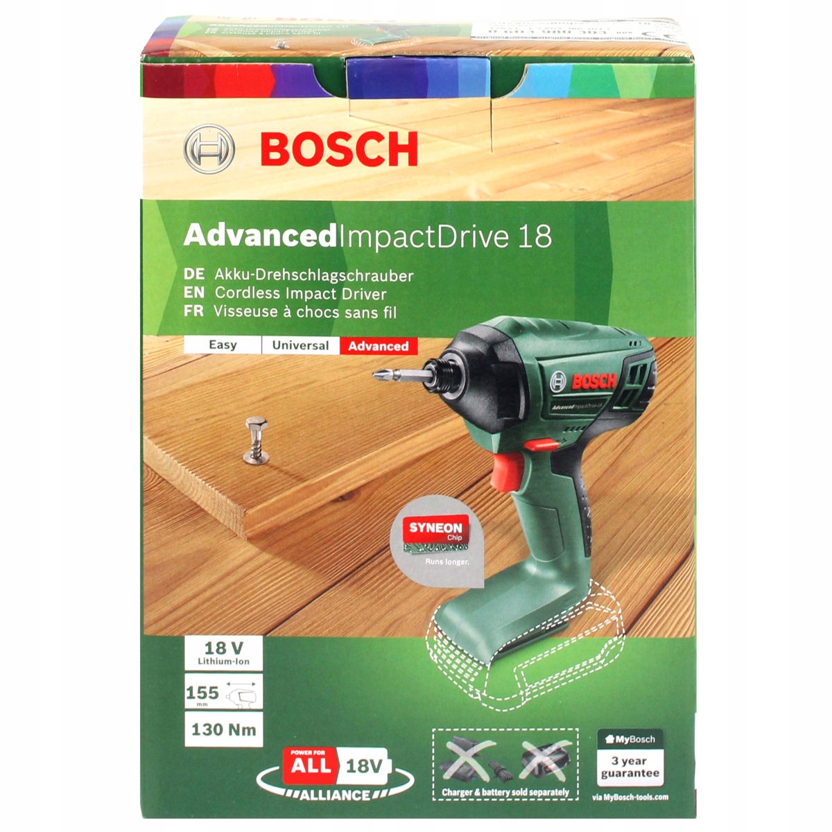 ZAKRĘTARKA WKRĘTARKA UDAROWA ADVANCEDIMPACTDRIVE 18V PDR 18 LI BOSCH KORPUS Maksymalny moment obrotowy - wkręcanie twarde 130 Nm