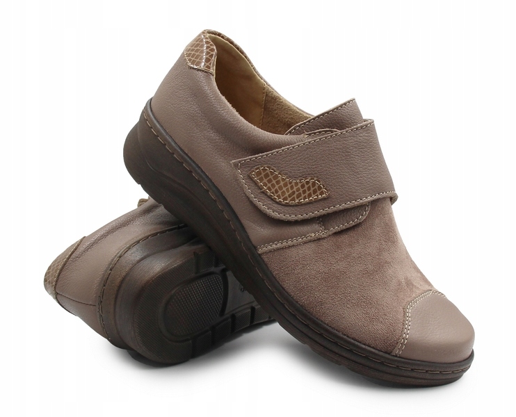 Dámské polobotky z přírodní kůže na podzim, hnědé Helios 462 37