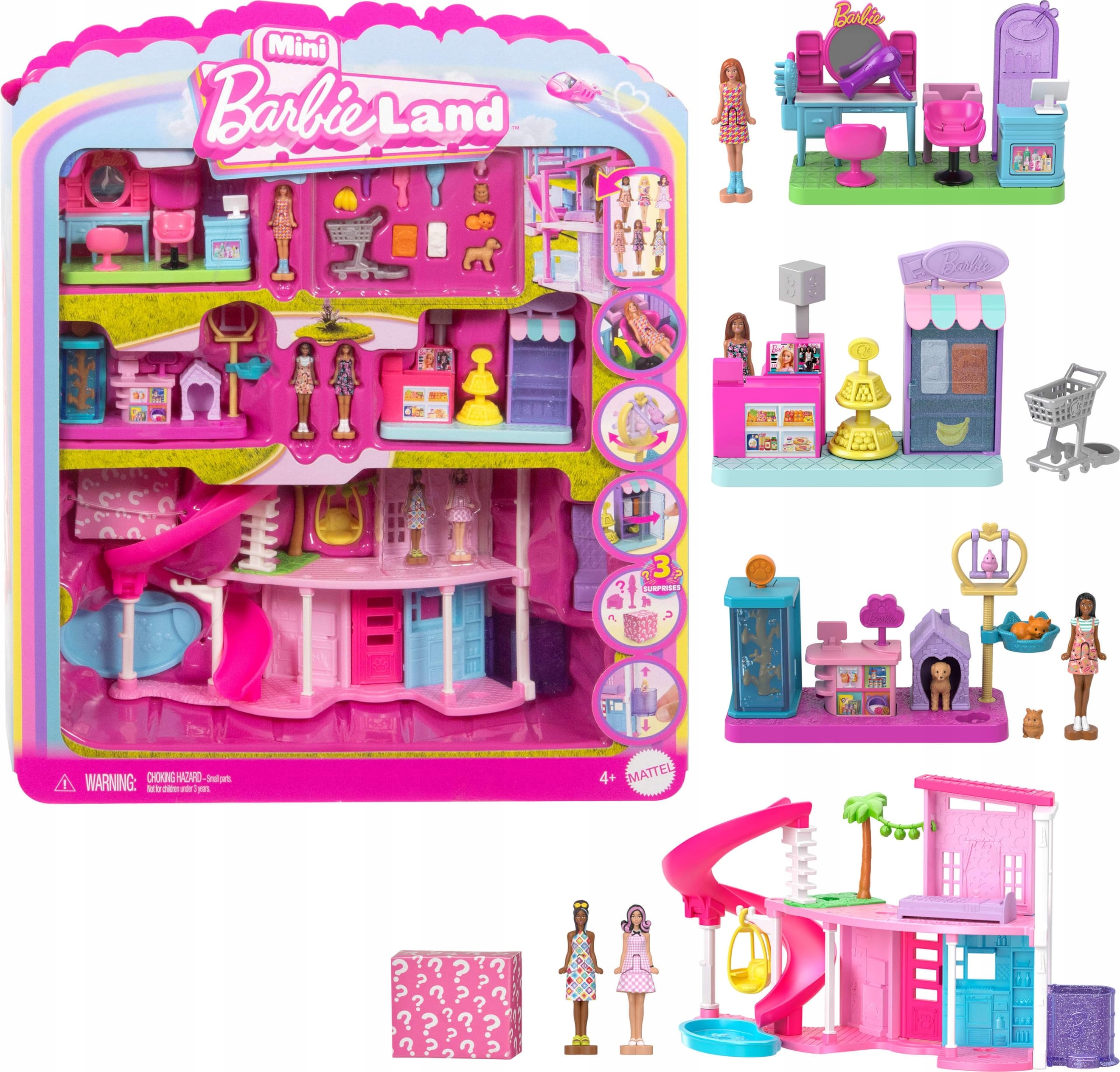 Barbie Mini Land Dreamhouse A 3 Hrací Sady Se 4 Panenkami O Délce