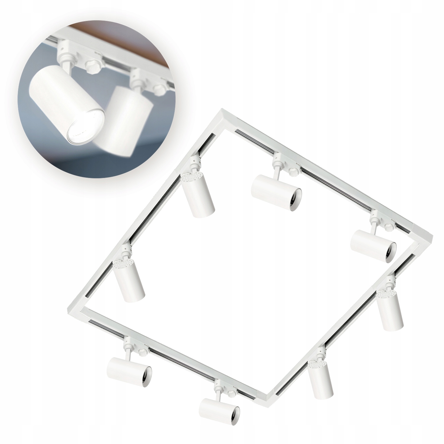 3-fázový kolejnicový systém 4x1 m, 4x L spojka, 8x reflektor GU10 Bílý