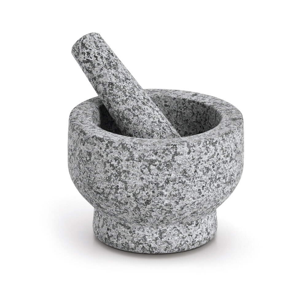 Granitový Hmoždíř Ø 14 CM Šedý Kámen Pro Mletí Koření