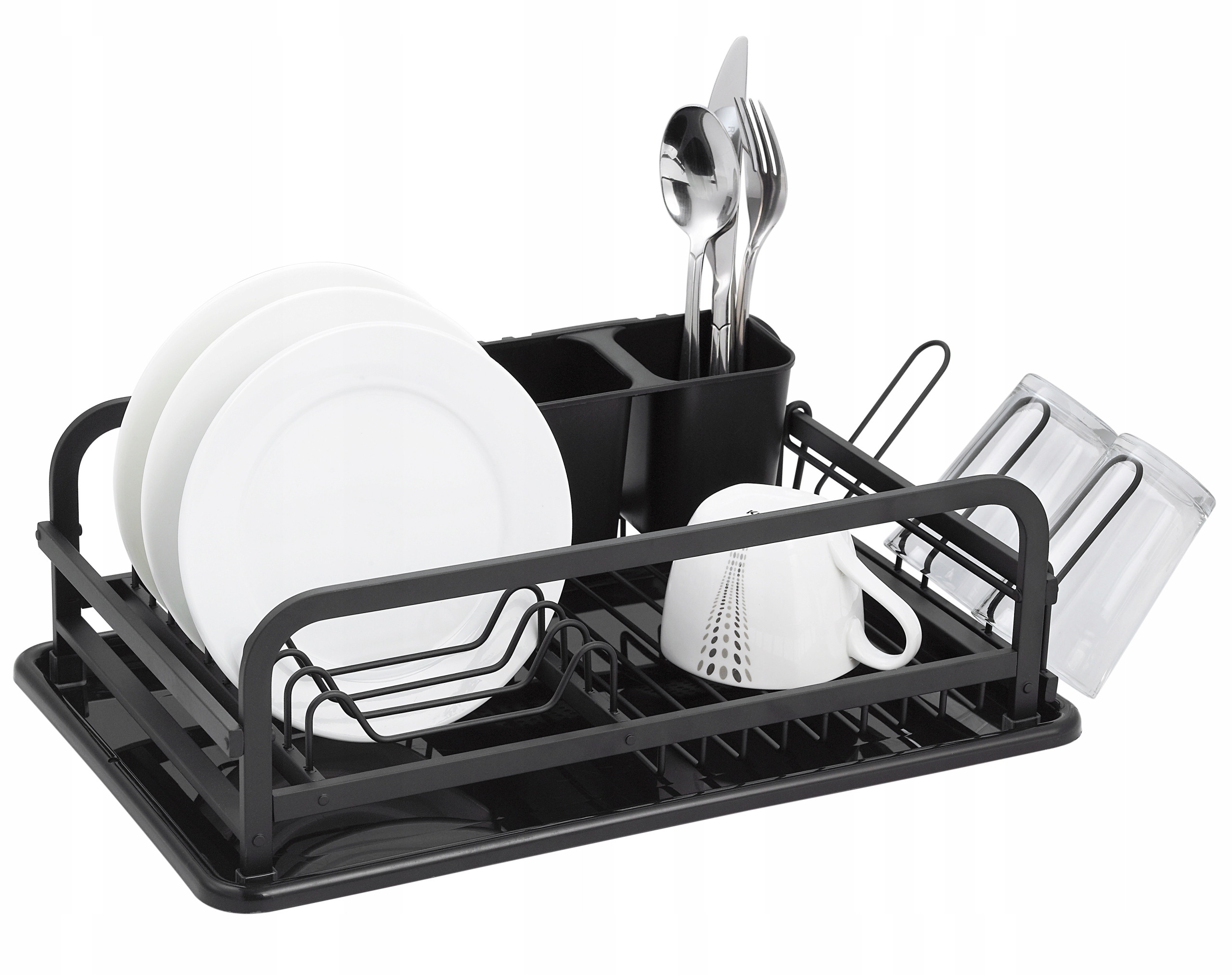 SUSZARKA DO NACZYŃ SZTUĆCE TALERZE STOJĄCA Z TACĄ OCIEKACZ