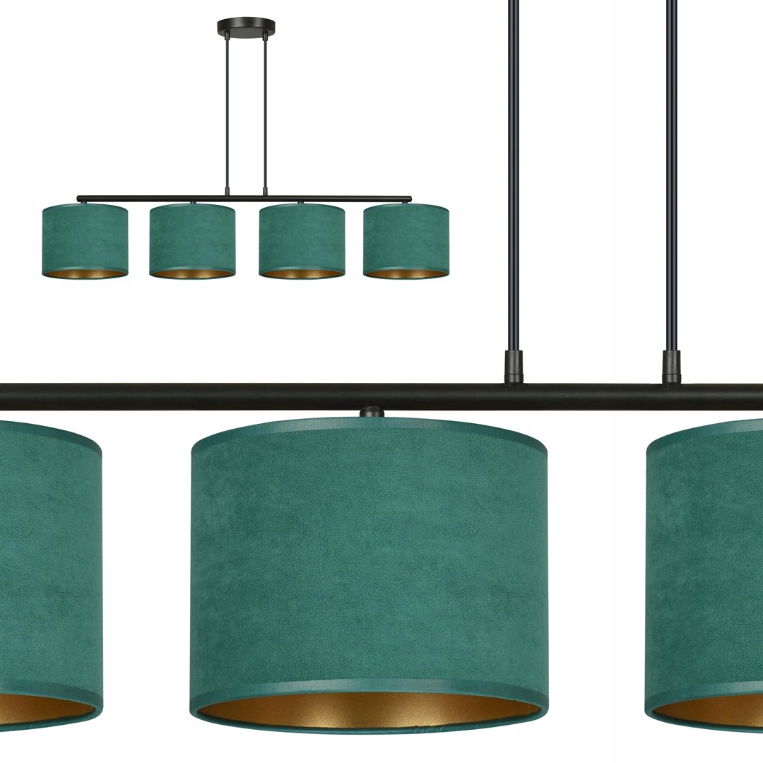 Hilde 4 Bl Green Závěsné lampy Ocel lakovaná. stínidlo Černá 15W Max Led