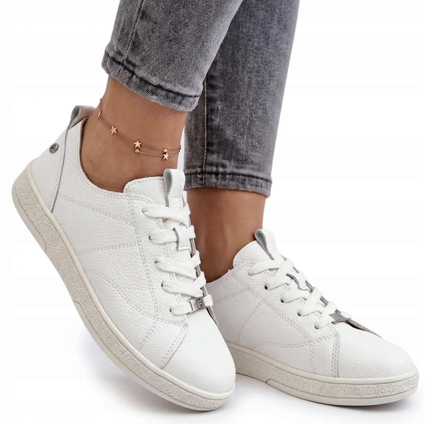 Sneakersy Damskie Półbuty Vinceza 79600 Skóra Naturalna Białe Rozmiar 39