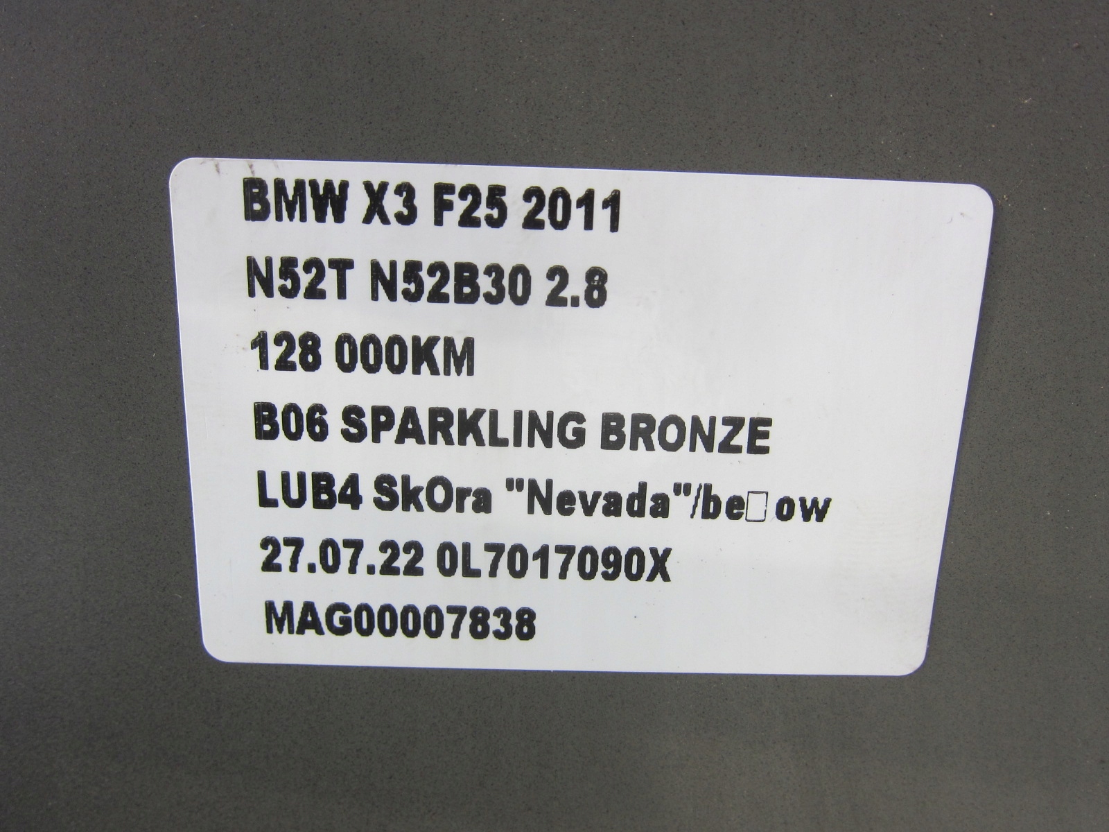 BMW F25 X3 quarter right front quarter right