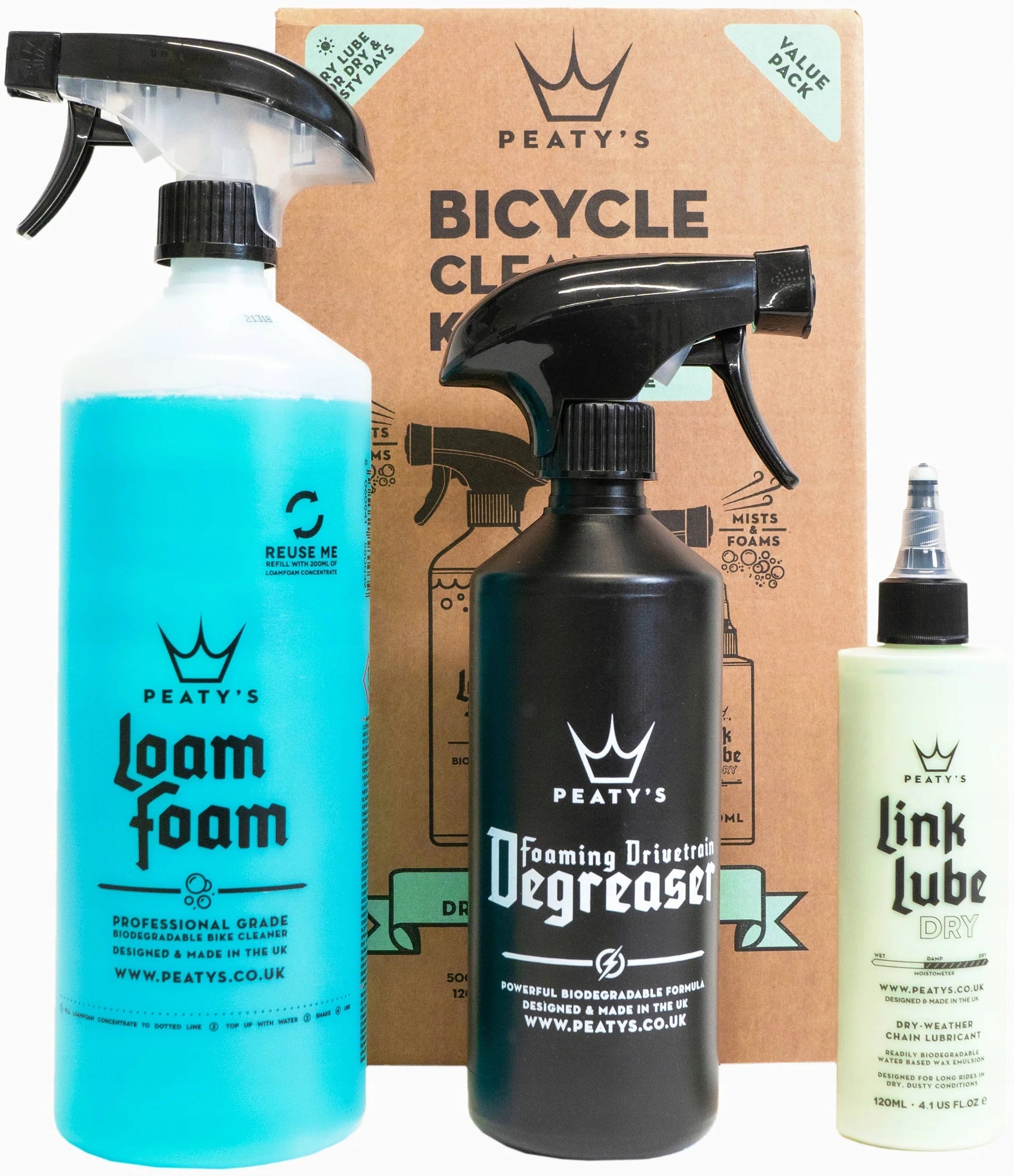Zestaw Peaty's Wash Degrease Lubricate Stater Pack Dry