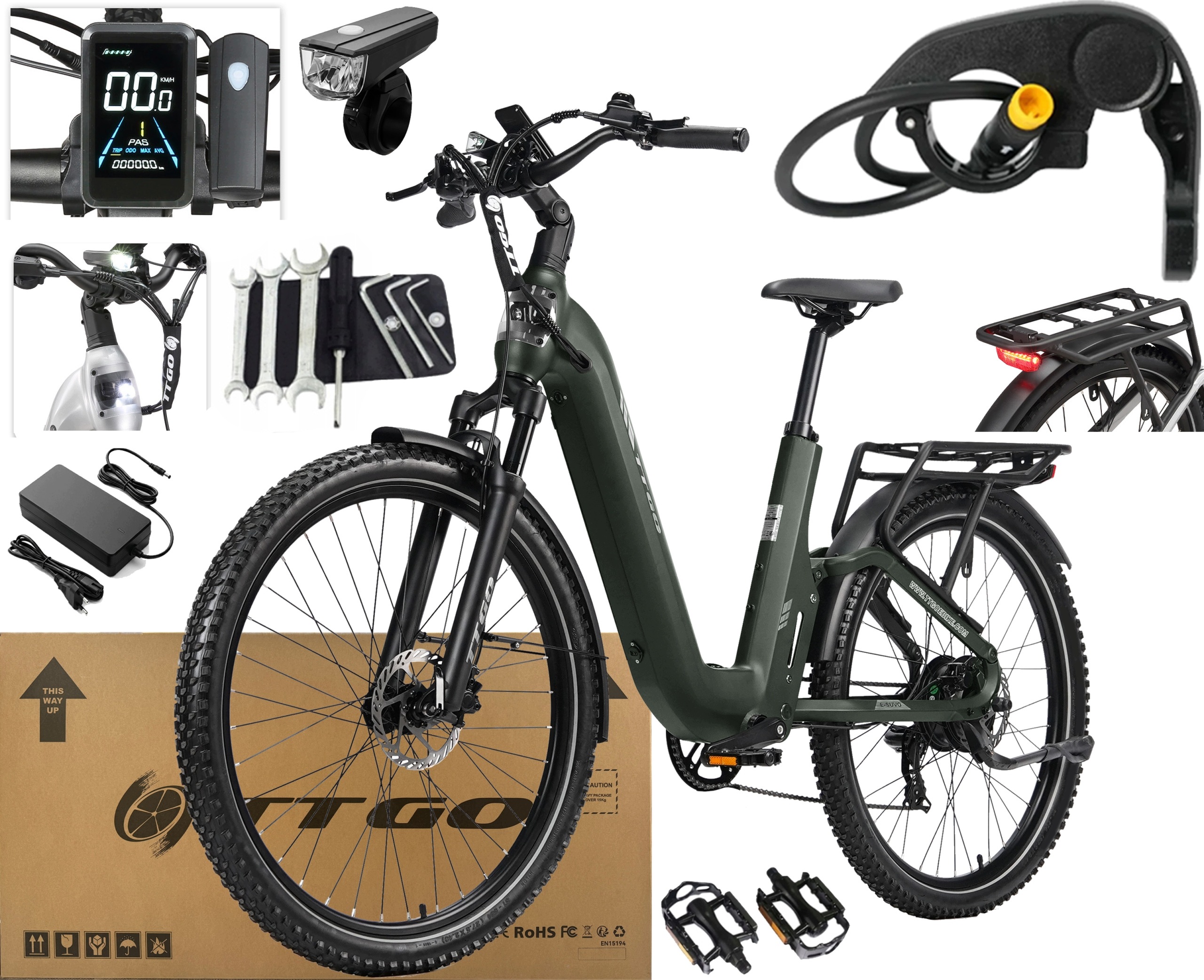Ttgo E-suvo Elektrokolo 250W 25KM/H 15Ah 120KM palcová klapka