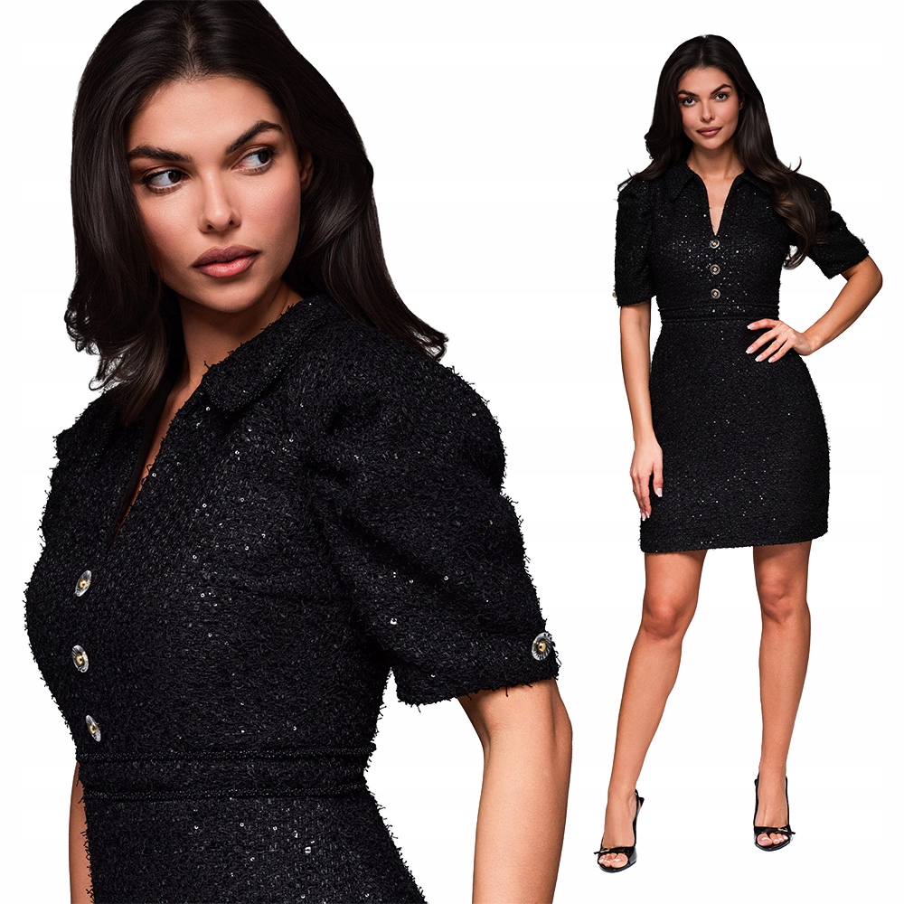 Krásné šaty s flitry, černé, LaRica LA-OM-DLR247, velikost vel