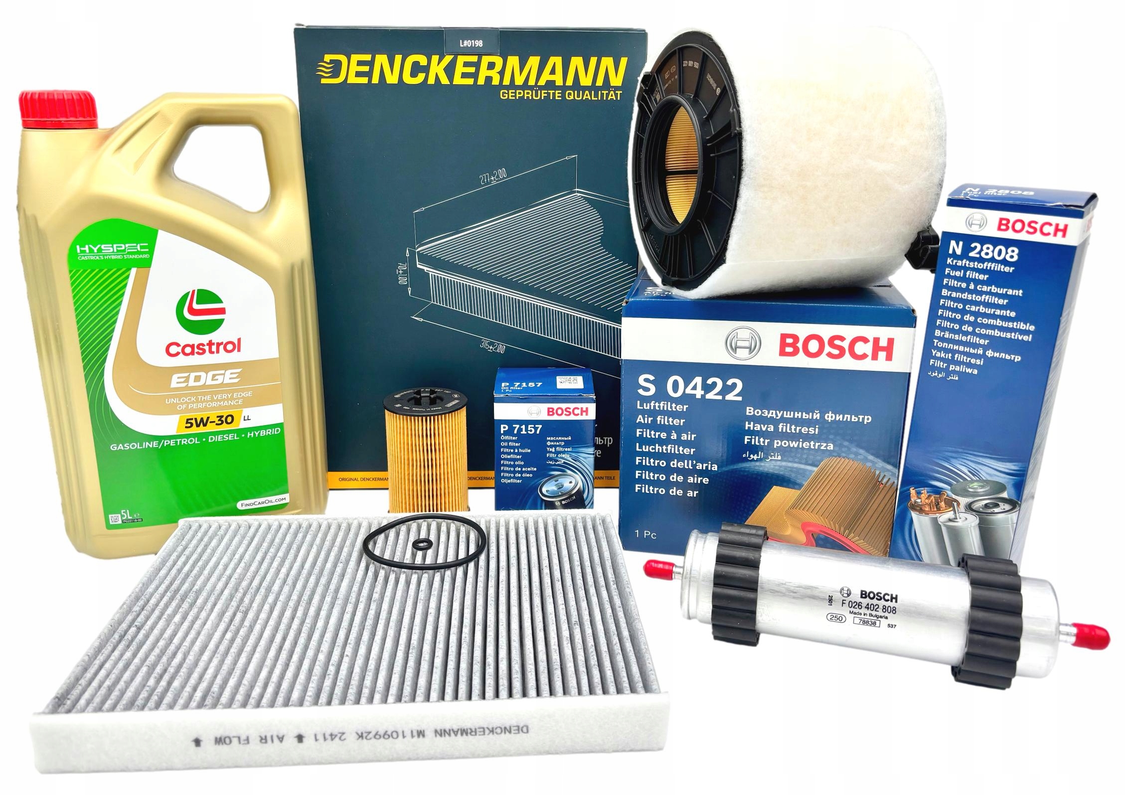 Bosch Sada Filtrů 5 L Olej Castrol 5W30 Pro Audi A4 B9 A5 F5 Q5 F 2.0 Tdi
