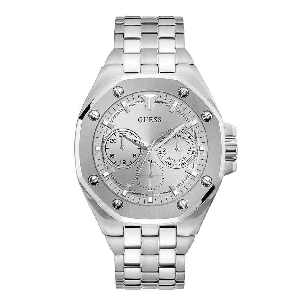Pánské hodinky Guess Ciferník Pouzdro Pásek ocel v barvě stříbra Logo