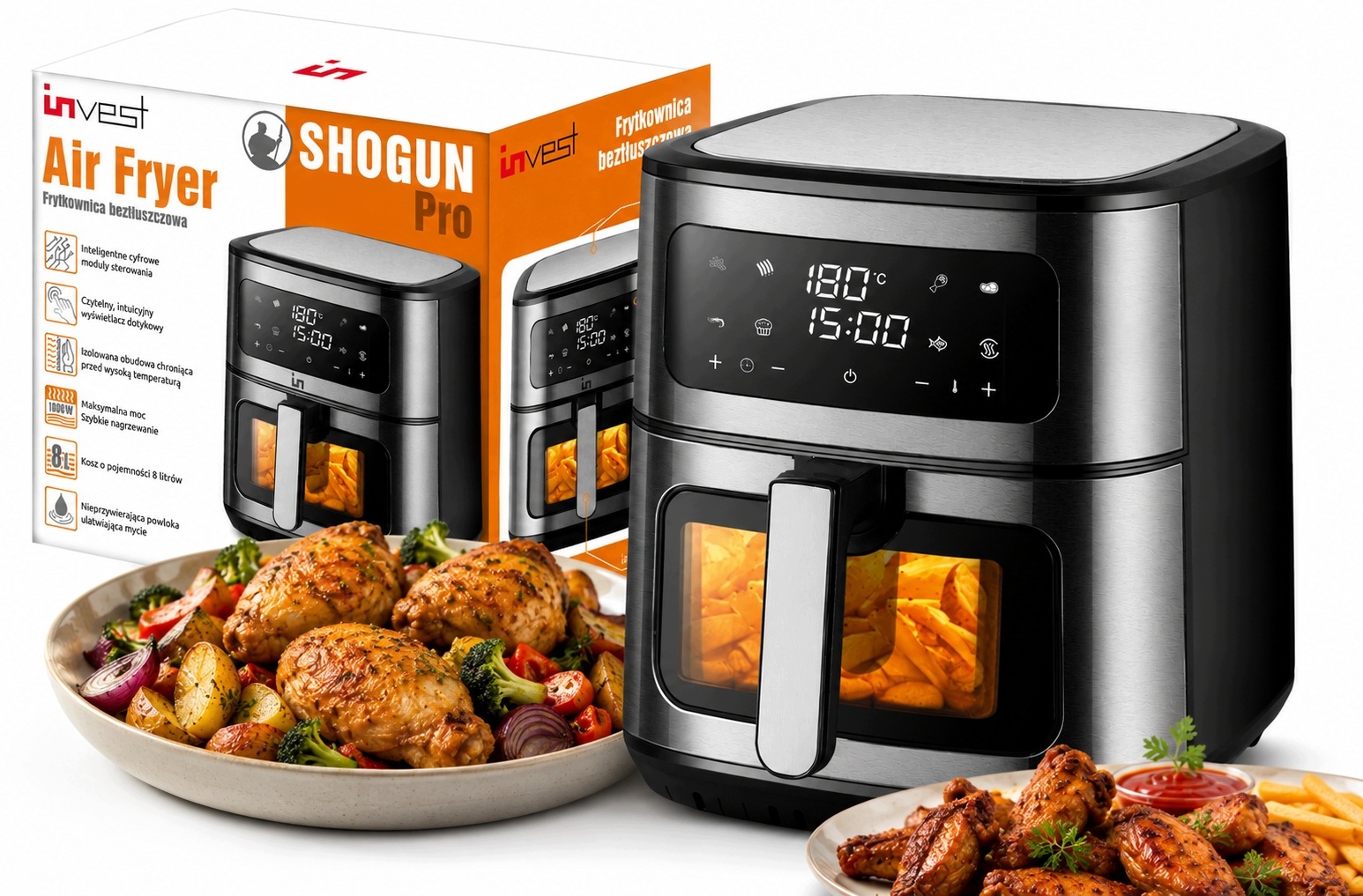 Air Fryer 8L 1800W – horkovzdušná fritéza s 8 programy