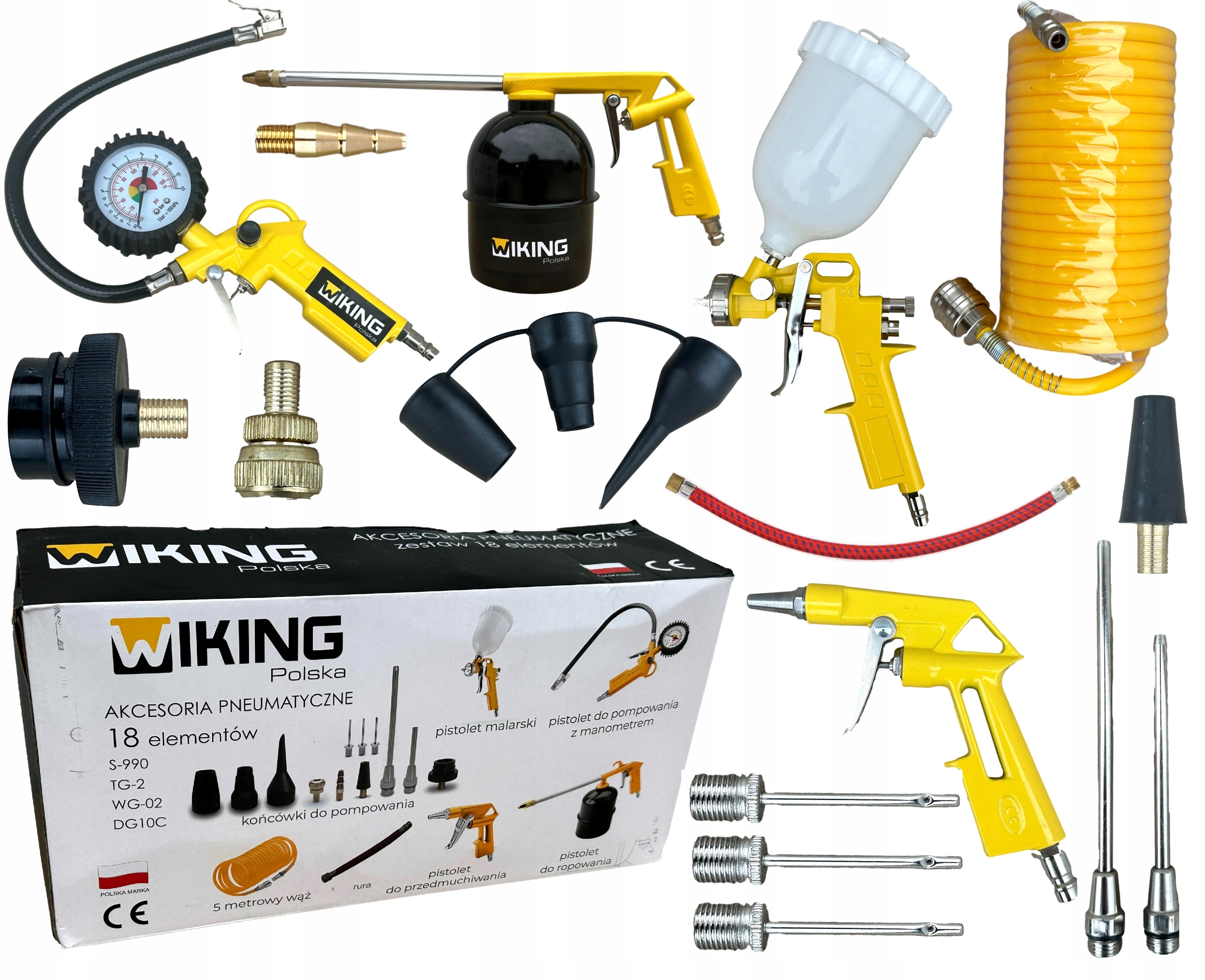 Zestaw narzędzi pneumatycznych do kompresora 18ele narzędzia pneumatyczne