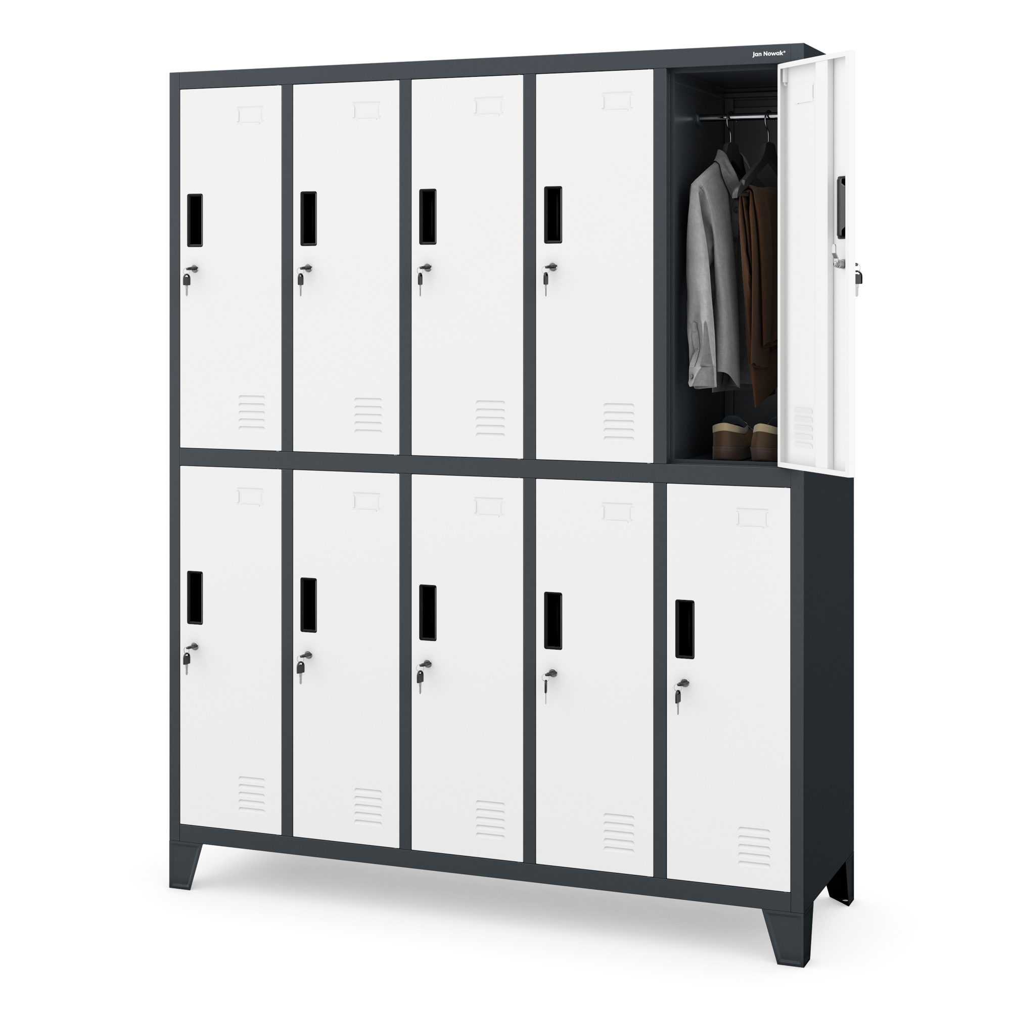 Jan Nowak Skříň Kovová Školní šatní skříň Bozp Bartek Antracitově bílá
