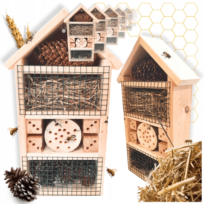 10 x Domček pre hmyz hotel hniezdna búdka múrik domčeky Veľký až 47 cm! Eko