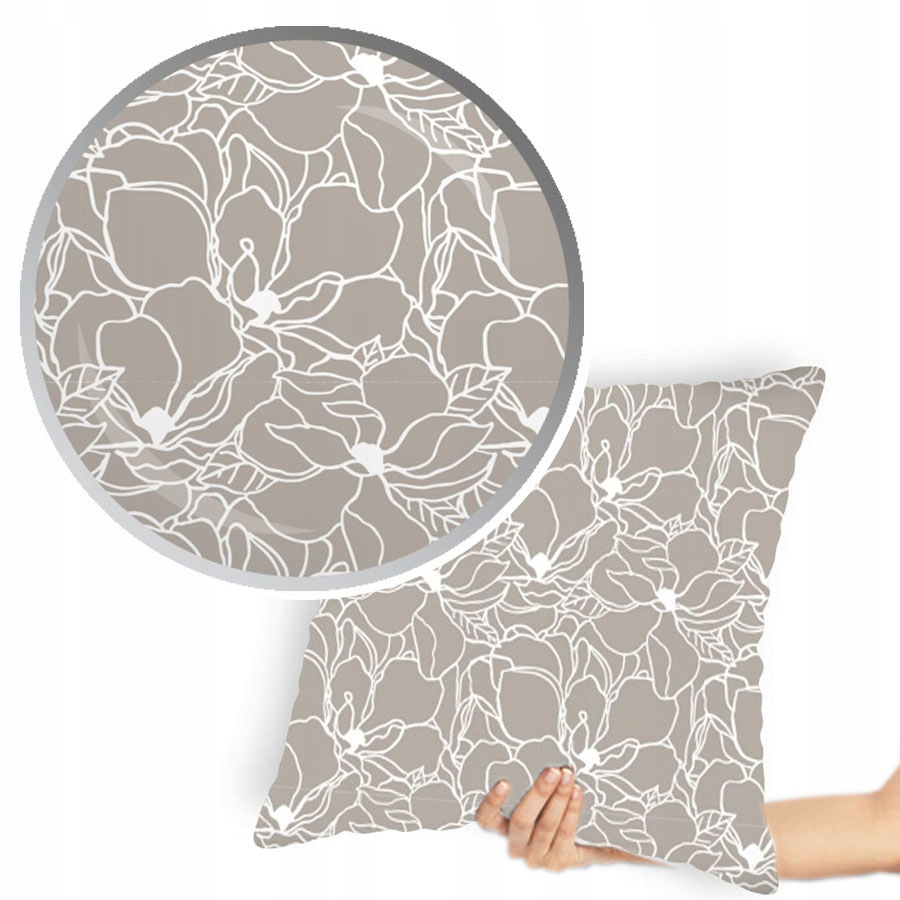 

Poszewka z bawełny beżowa w kwiaty 40x40 cm