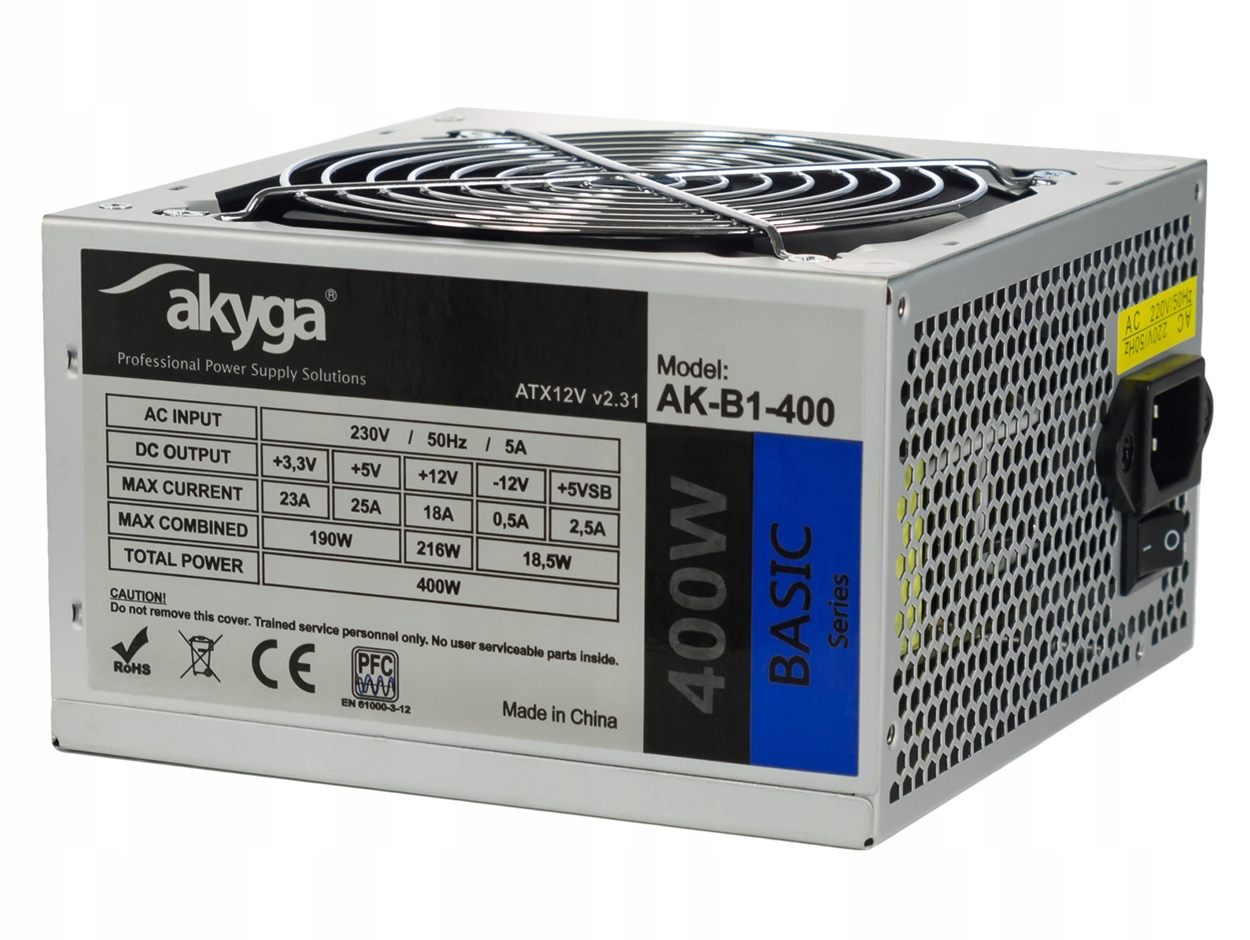 

Zasilacz Atx 400W Akyga 3XSATA 2XMOLEX Fan 12cm