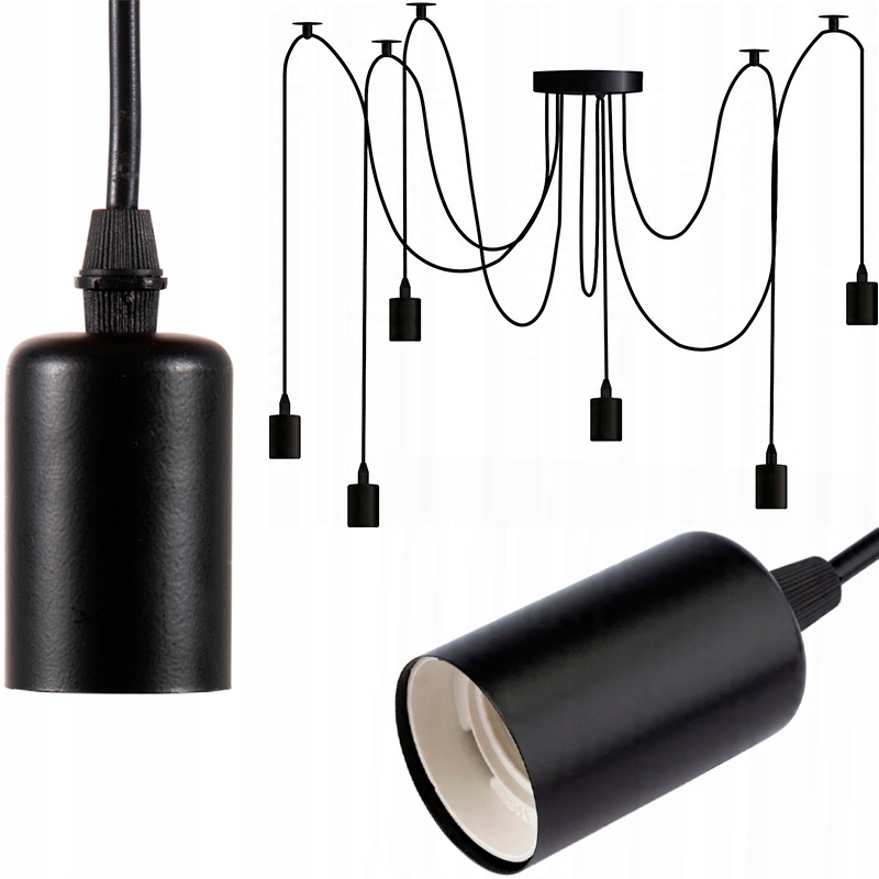 Nowoczesna Oprawka 6xE27 Wisząca Lampa Sufitowa Industrialna Żyrandol Pająk