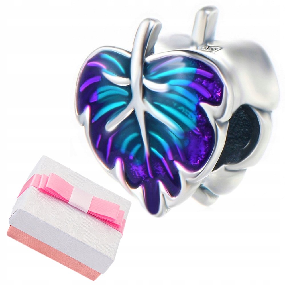 

Charms Listek Zawieszka Srebrna Liść Koralik Beads