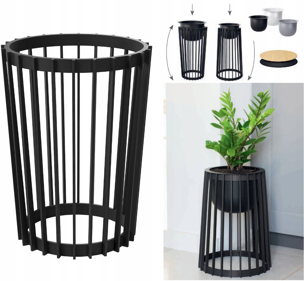 Kwietnik wysoki dwustronny Standy 40H | Czarny — 4