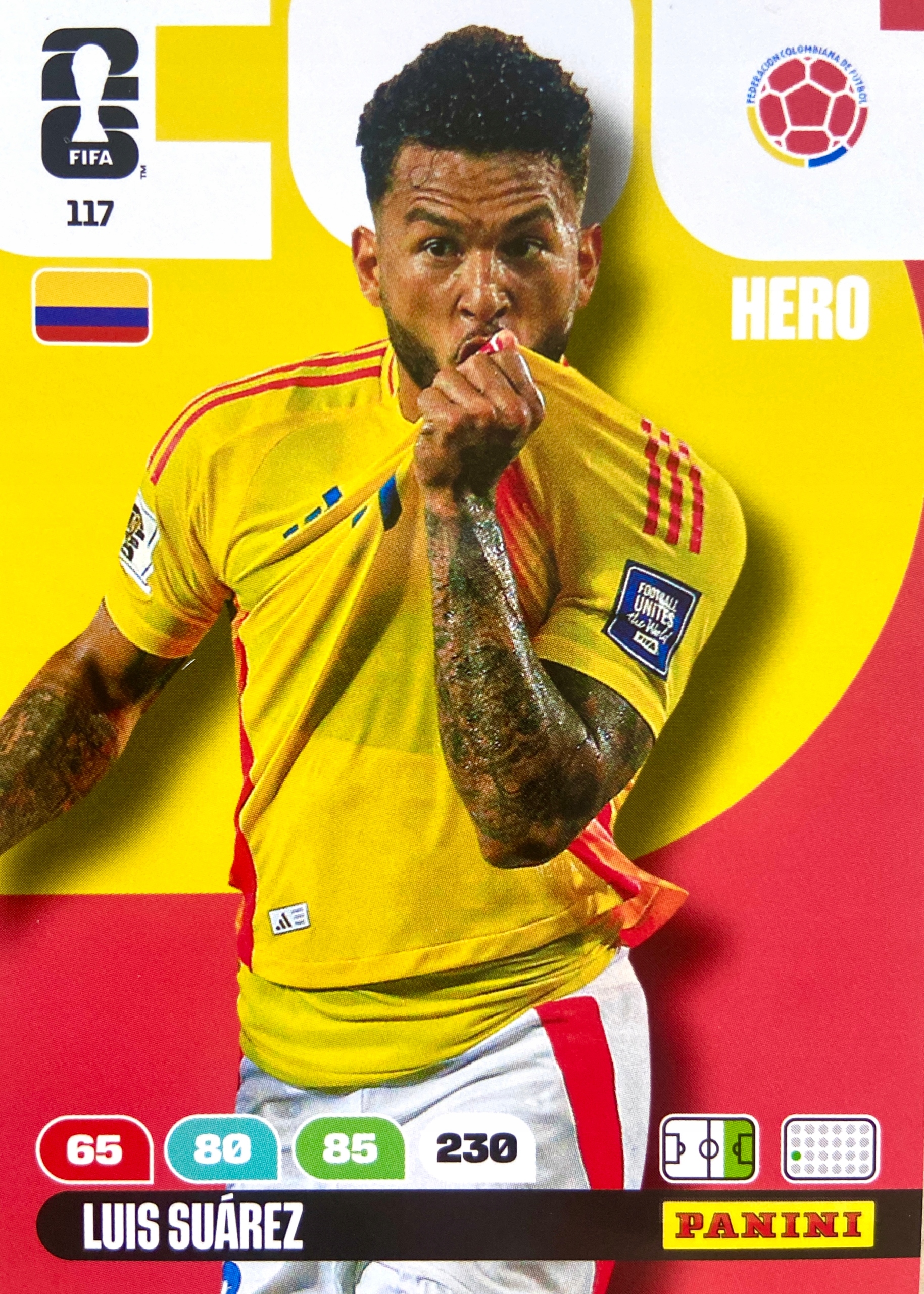 Panini Fifa World Cup 2026 karta piłkarska Hero 117 Luis Suarez Kolumbia