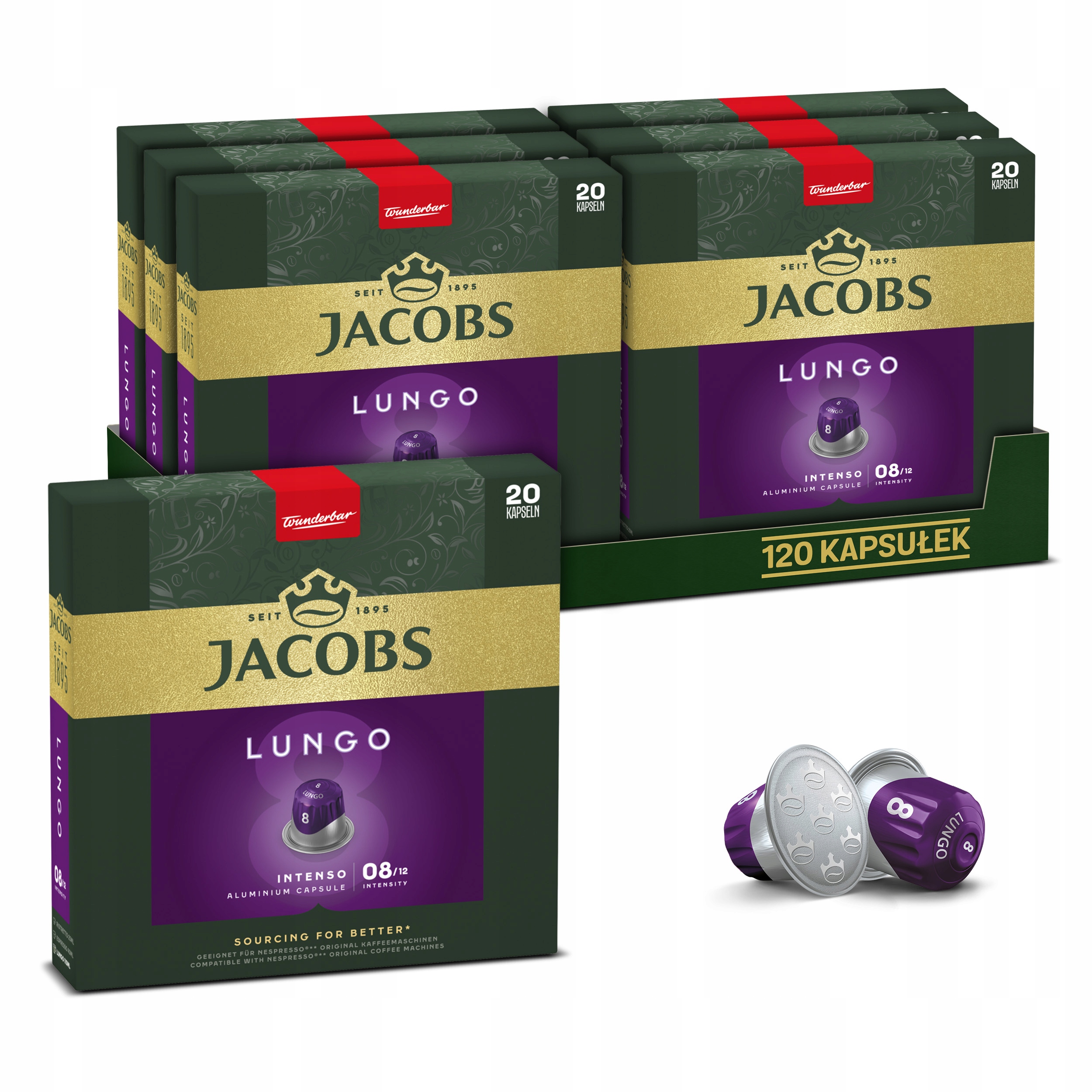 Kapsułki Jacobs Lungo 8 Intenso do Nespresso(r)* 6+1 opakowanie Gratis!