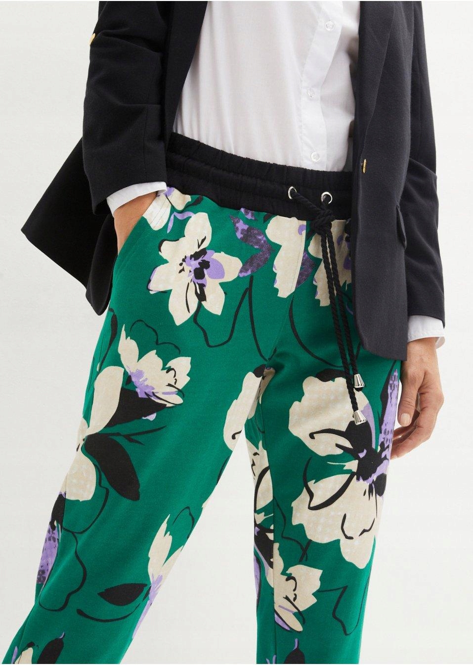 SPODNIE DRESOWE Z KWIATOWYM NADRUKIEM BONPRIX 44 Rozmiar 44