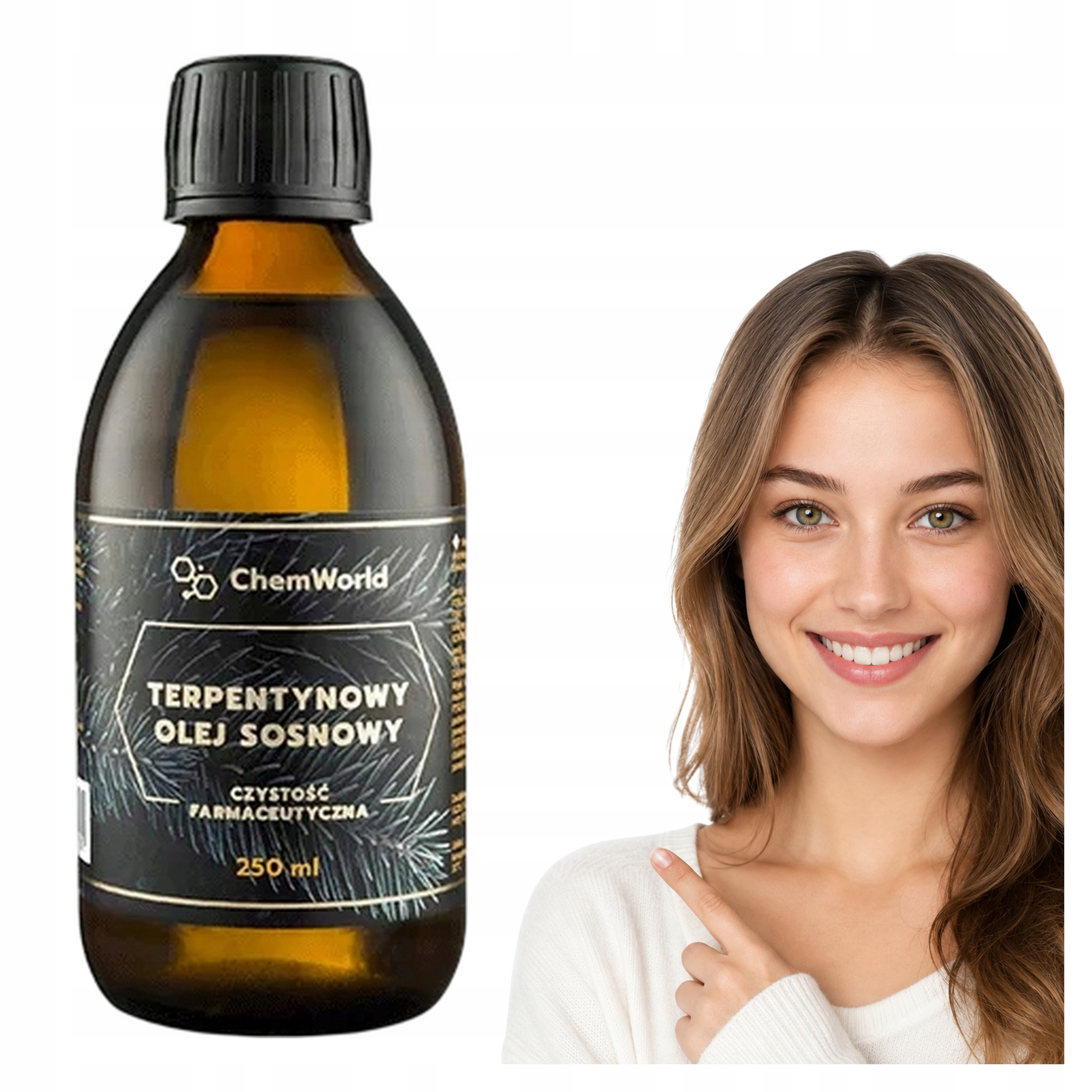 Pineny Chemworld Olej Terpentynowy Sosnowy 250 ml Ciemna Szklana Butelka