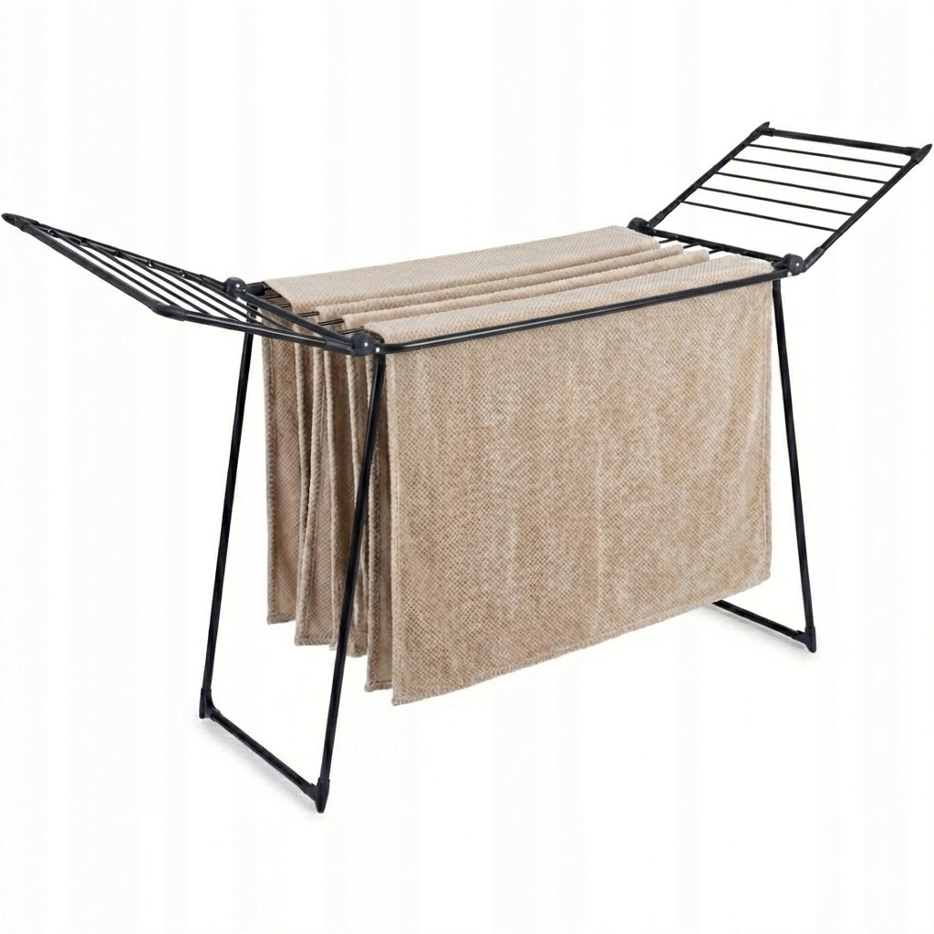 Suszarka na Pranie Stojąca Rozsuwana Haczyki XXL Czarna Loft 27 metrów