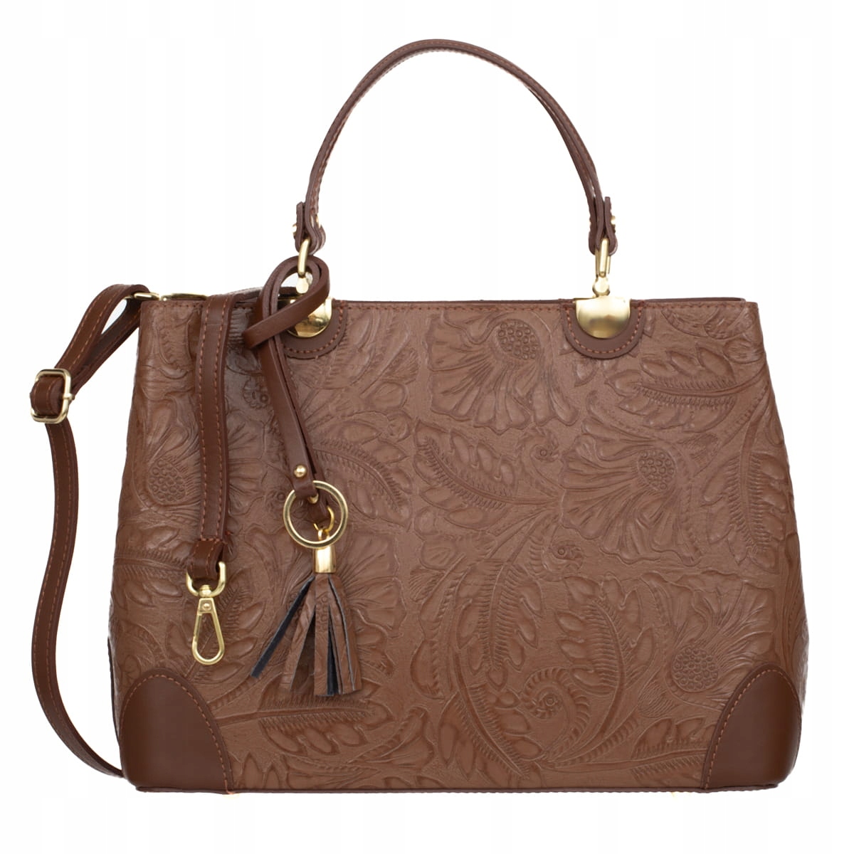 Kožená kabelka Vezze Pianta Koniak