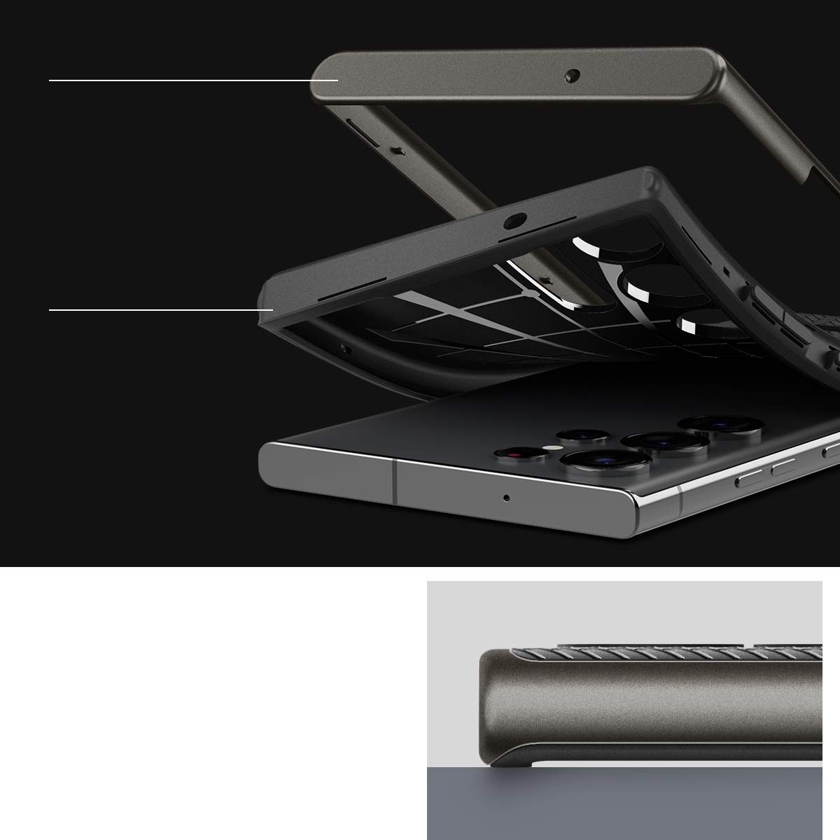 SPIGEN DOPASOWANE ETUI CASE OBUDOWA TPU DO GALAXY S24 ULTRA - GUNMETAL Dedykowany model Galaxy S24 Ultra