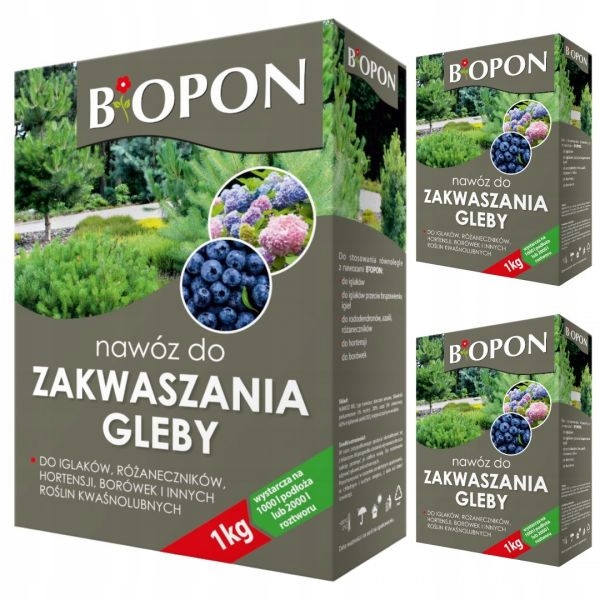 

Nawóz do Zakwaszania Gleby Biopon 1kg Pakiet