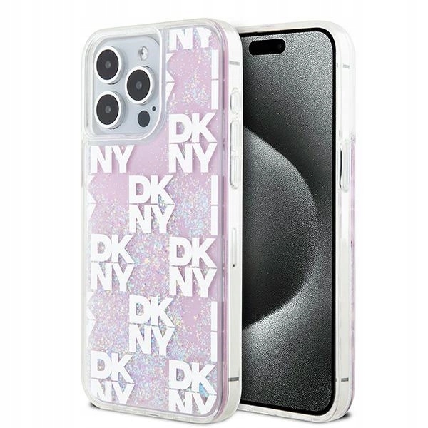 Pouzdro Dkny Liquid Glitter Multilogo pro iPhone 15 Pro Max růžové