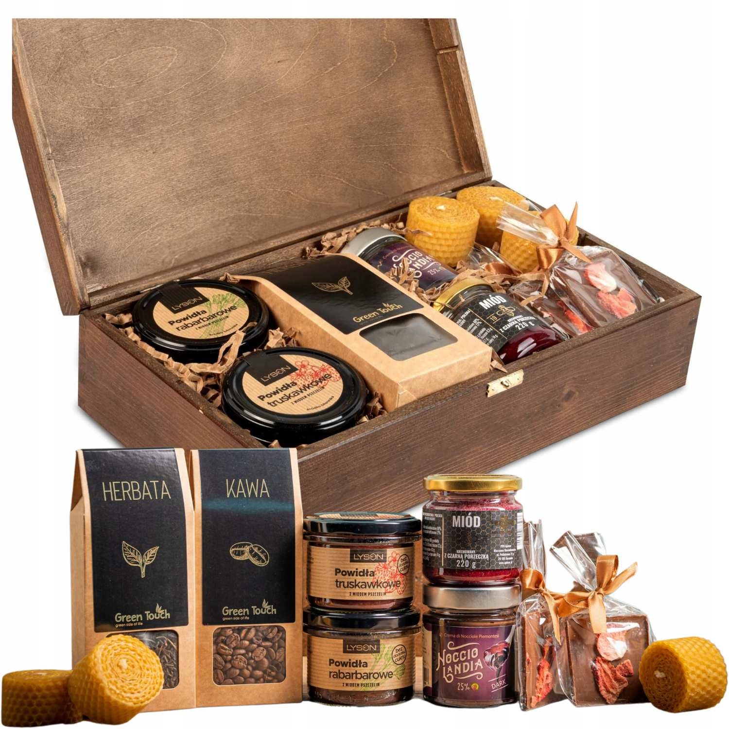 Skrzynka Prezentowa Herbata Miód Czekolada Krem Powidła Na Urodziny Ślub