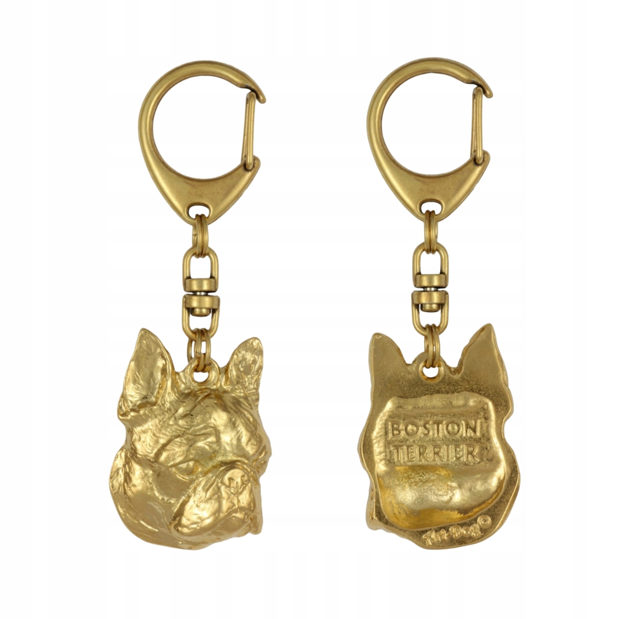 Bostonský teriér, Bostonský bulteriér – pozlacený přívěsek na klíče na klíče se psem v p