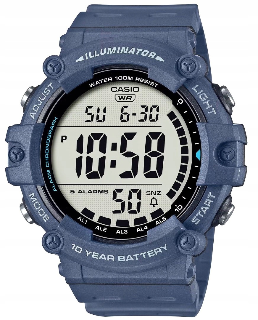 Multifunkční Vodotěsné Hodinky Casio Led Modrá Dioda