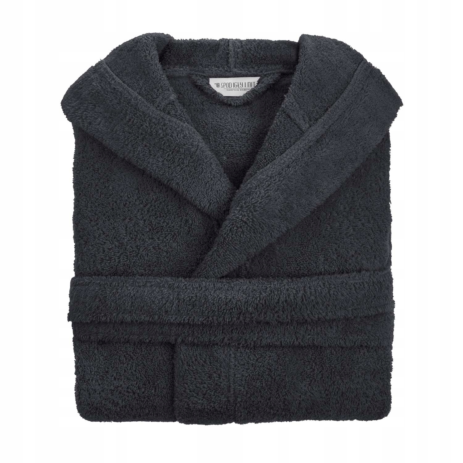 DAMSKI SZLAFROK BAWEŁNIANY Z KAPTUREM GRAFIT S/M