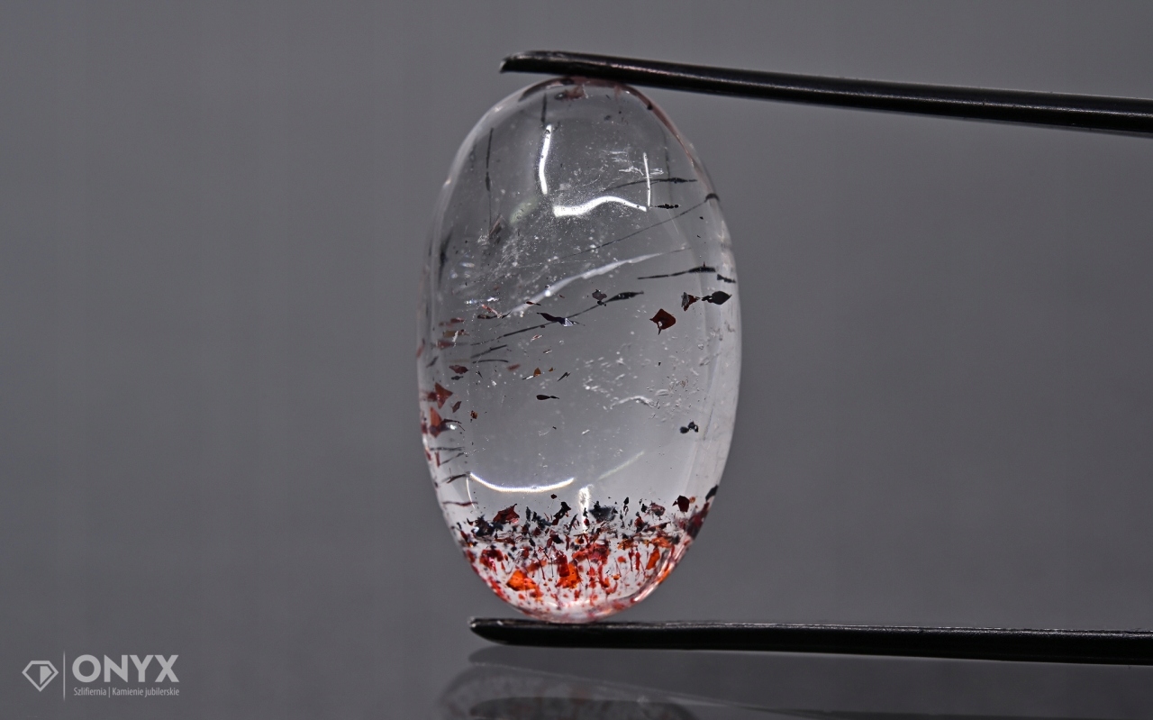 Jahodový křemen kabošon ovál 28x17 mm