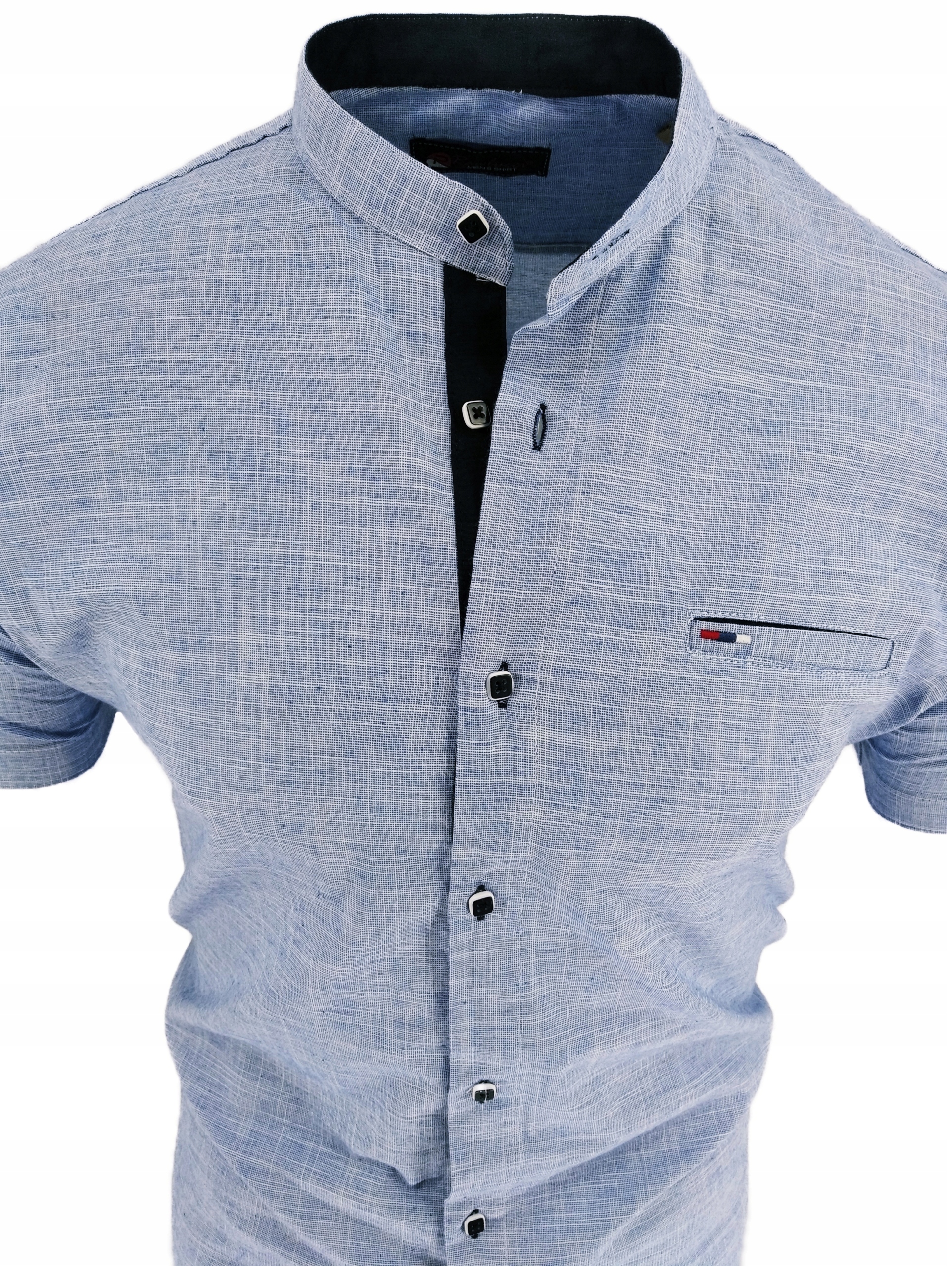 KOSZULA MĘSKA BŁĘKITNA KRÓTKI RĘKAW SIGN STÓJKA L 41/42 Marka inna