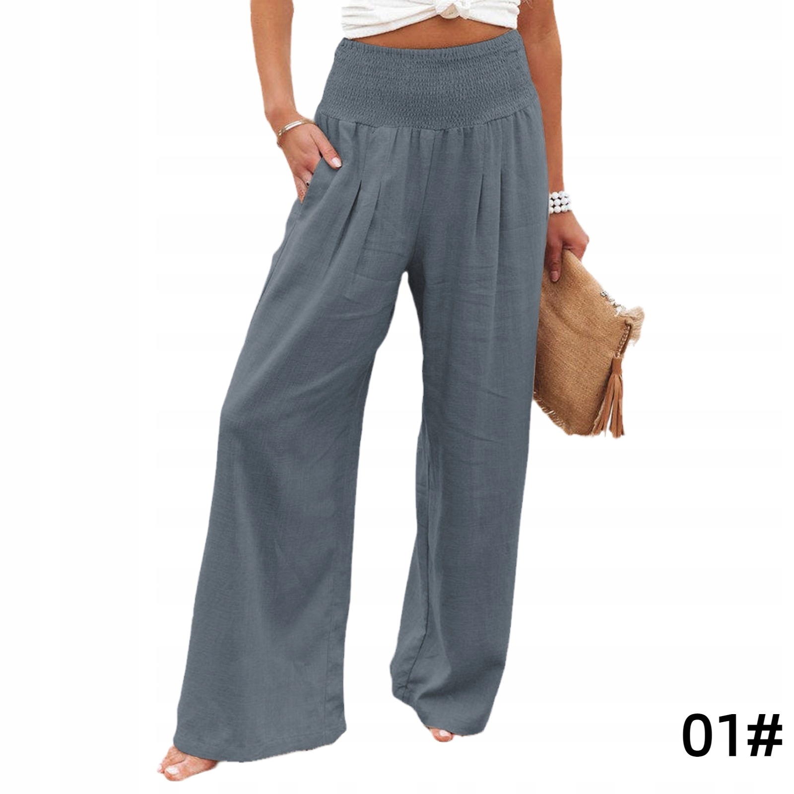 SPODNIE DAMSKIE LNIANE LUŹNE BAWEŁNIANE ZWIEWNE Płeć kobieta