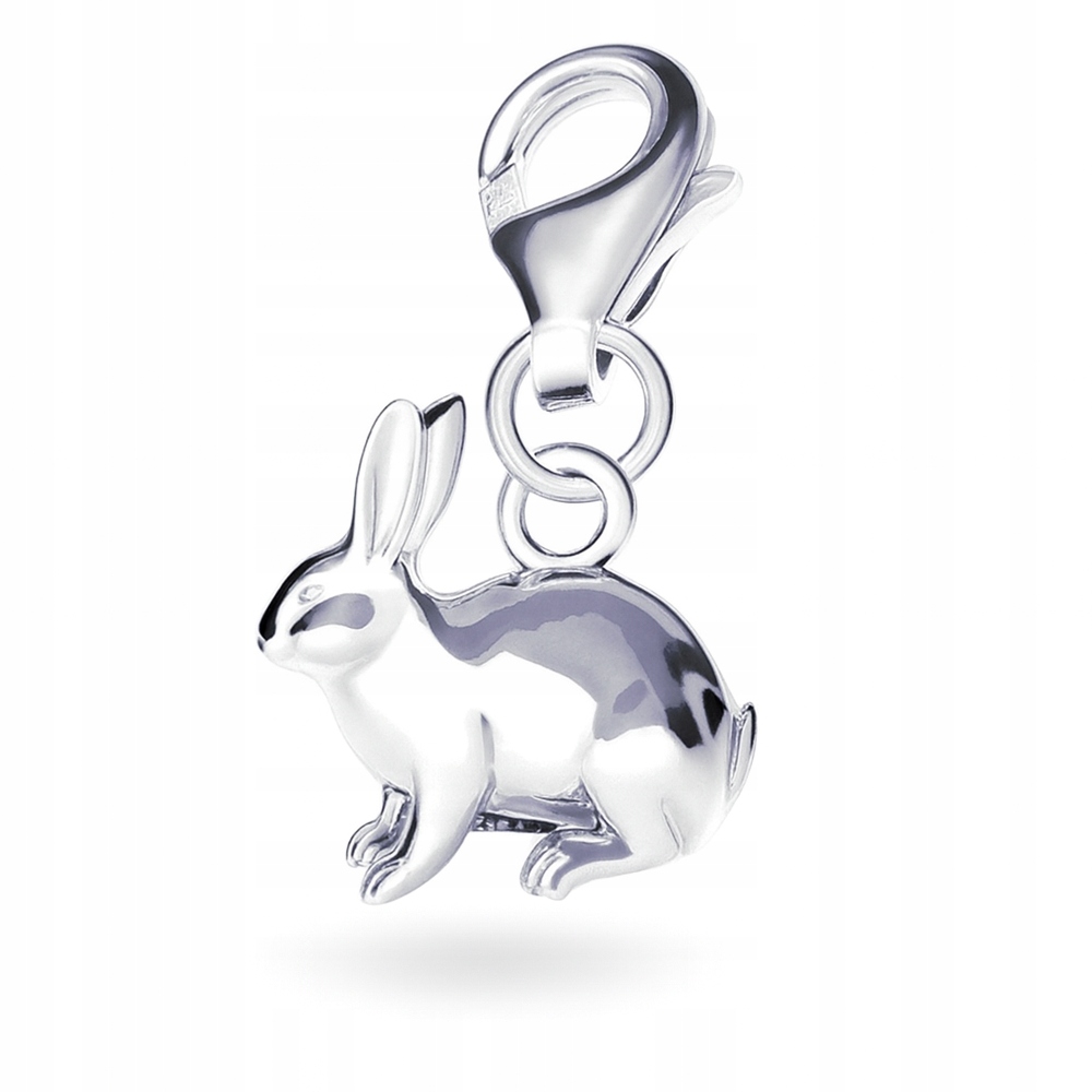 Stříbrný 925 přívěsek na karabinku Králík Králíček 3D