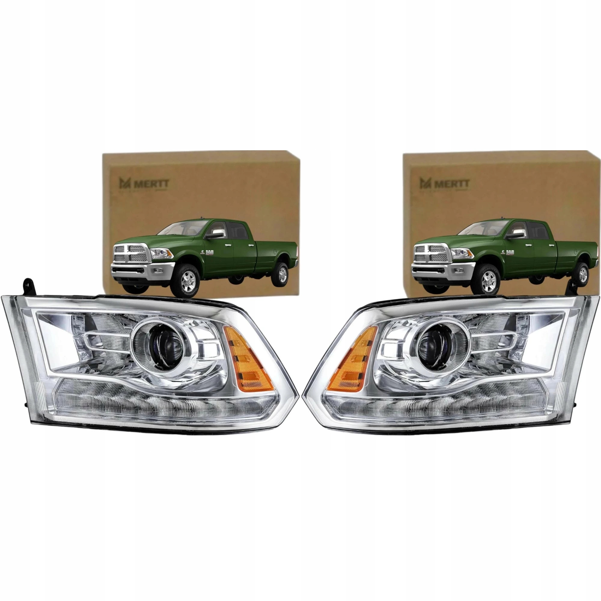 Reflektory Lampy Přední Levá Pravá Sada Stříbrná Dodge Ram 2008-2018