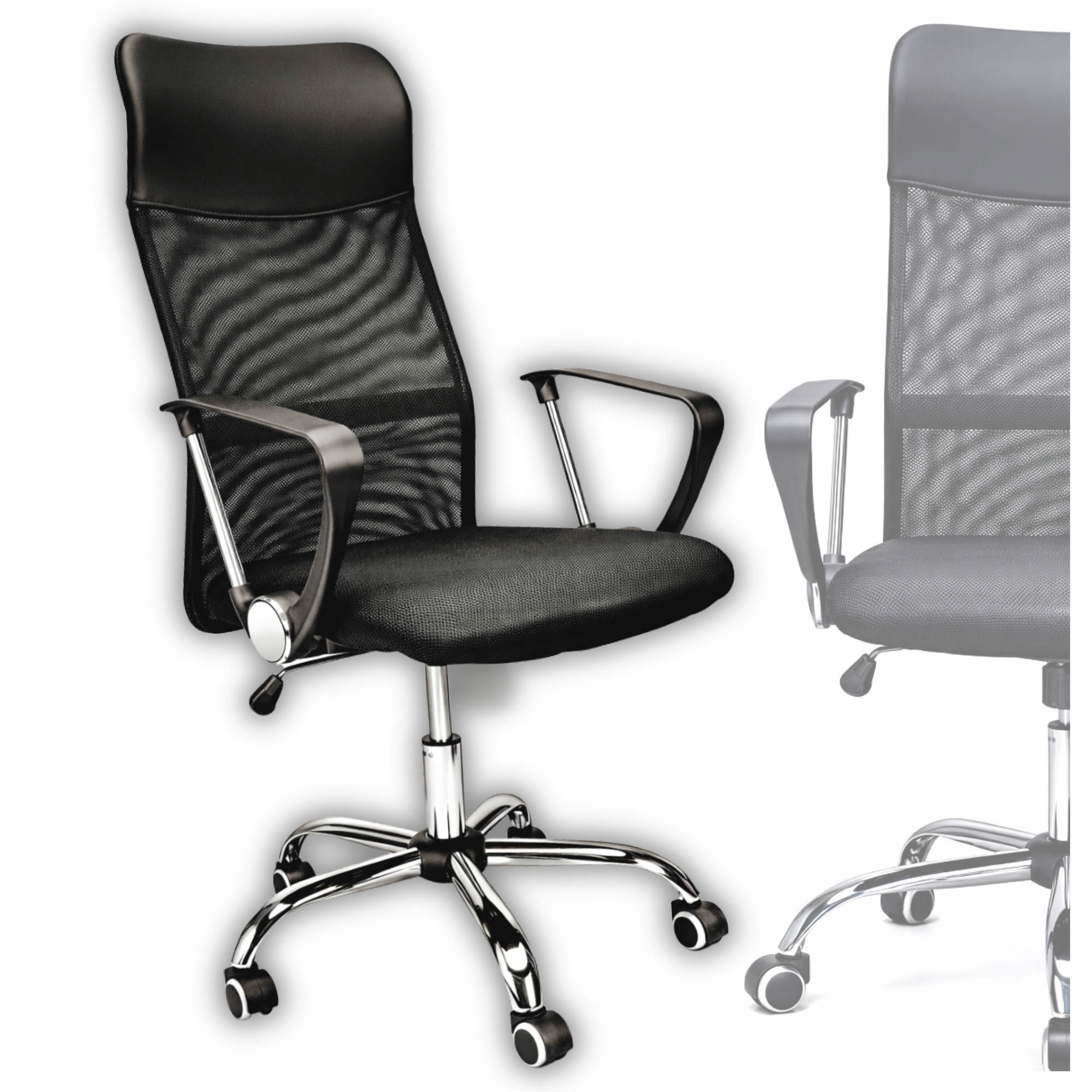 Krzesło Biurowe Fotel Biurowy Ergonomiczny Obrotowy Do Biurka Czarne