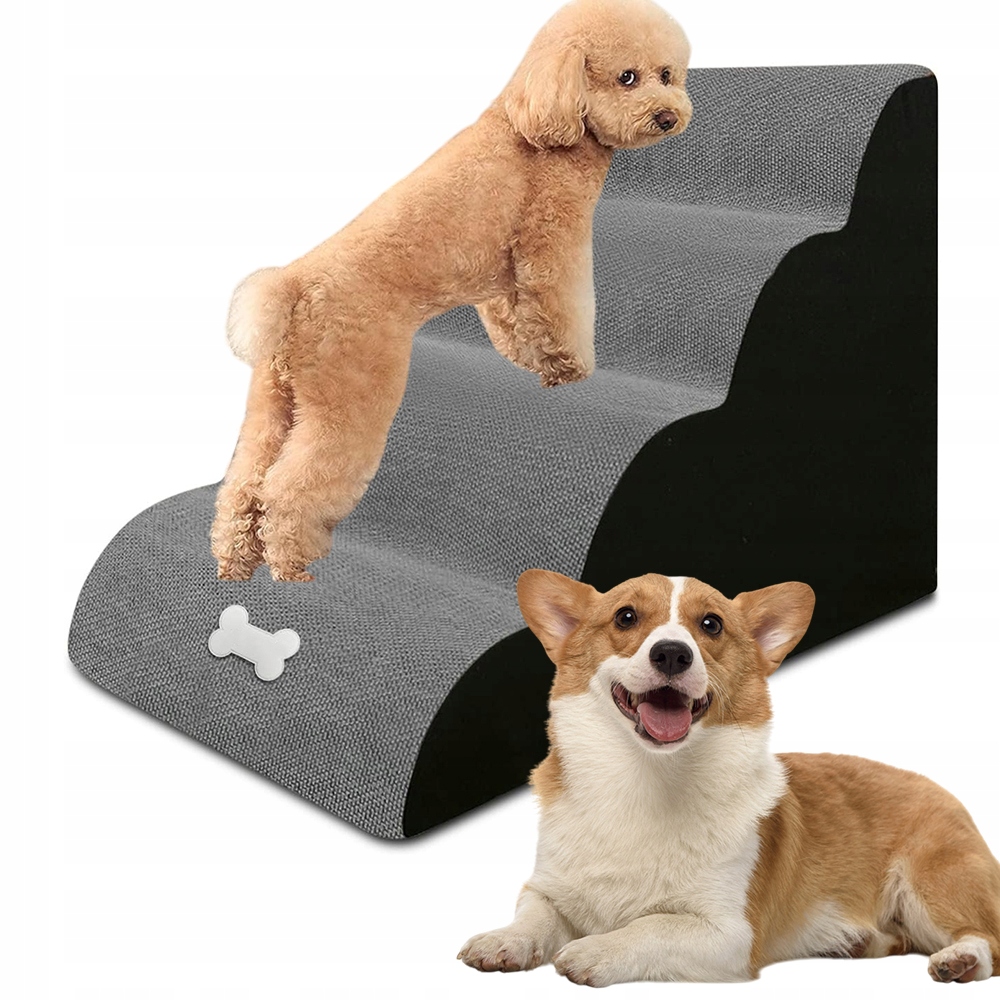 Levně Schůdky Pro Psa Kočku 4 Stupně Čalouněné Protiskluzové 40 CM Stabilní