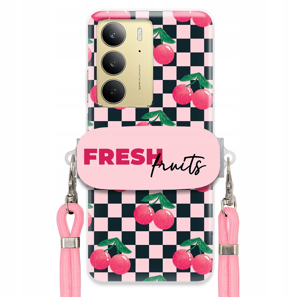 Puzdro na Realme C75 4G Ružové vodítko funkčný držiak Fresh Fruits Módne