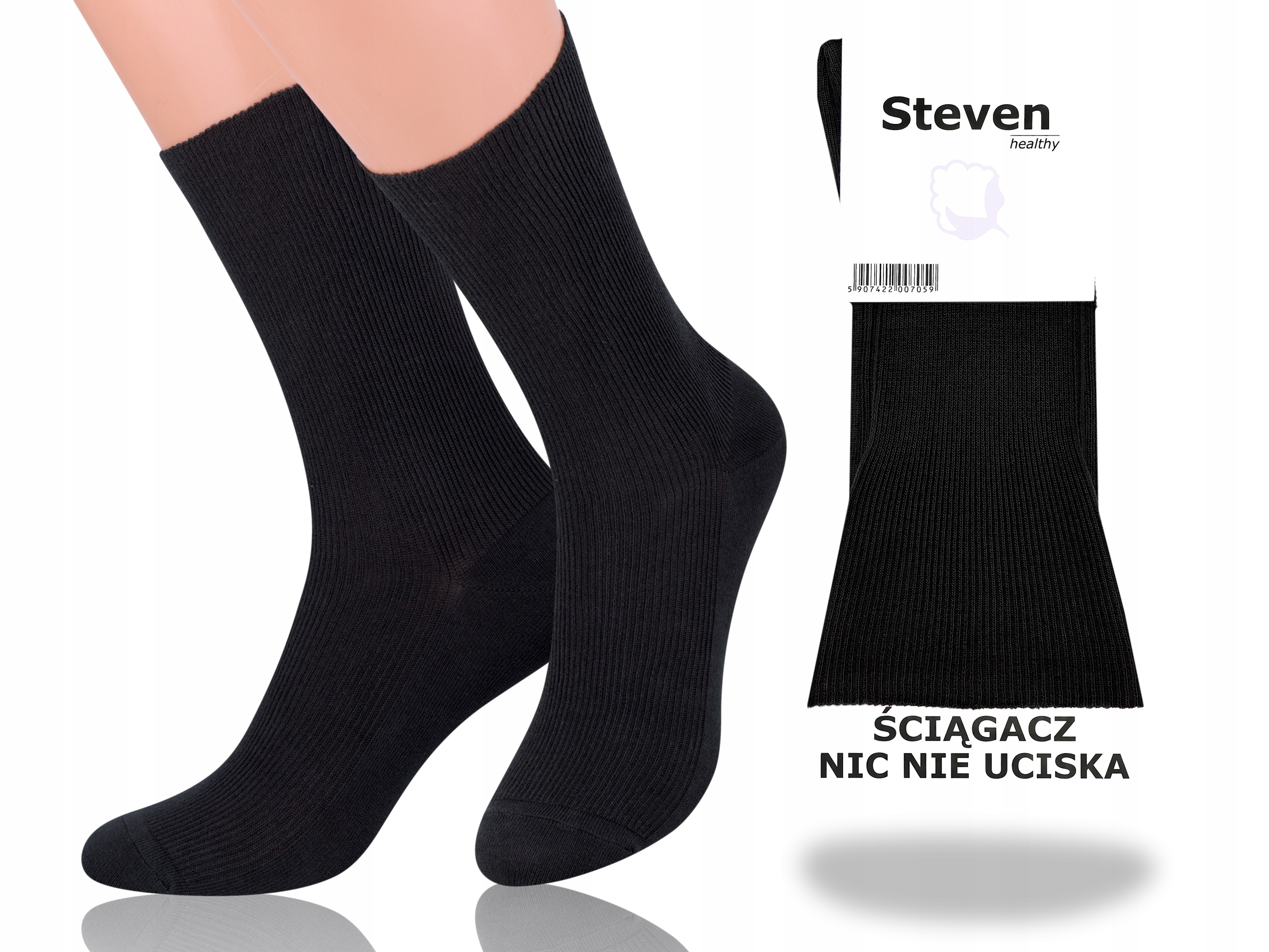 

Steven 018 Skarpety Bezuciskowe Czarny 43-46