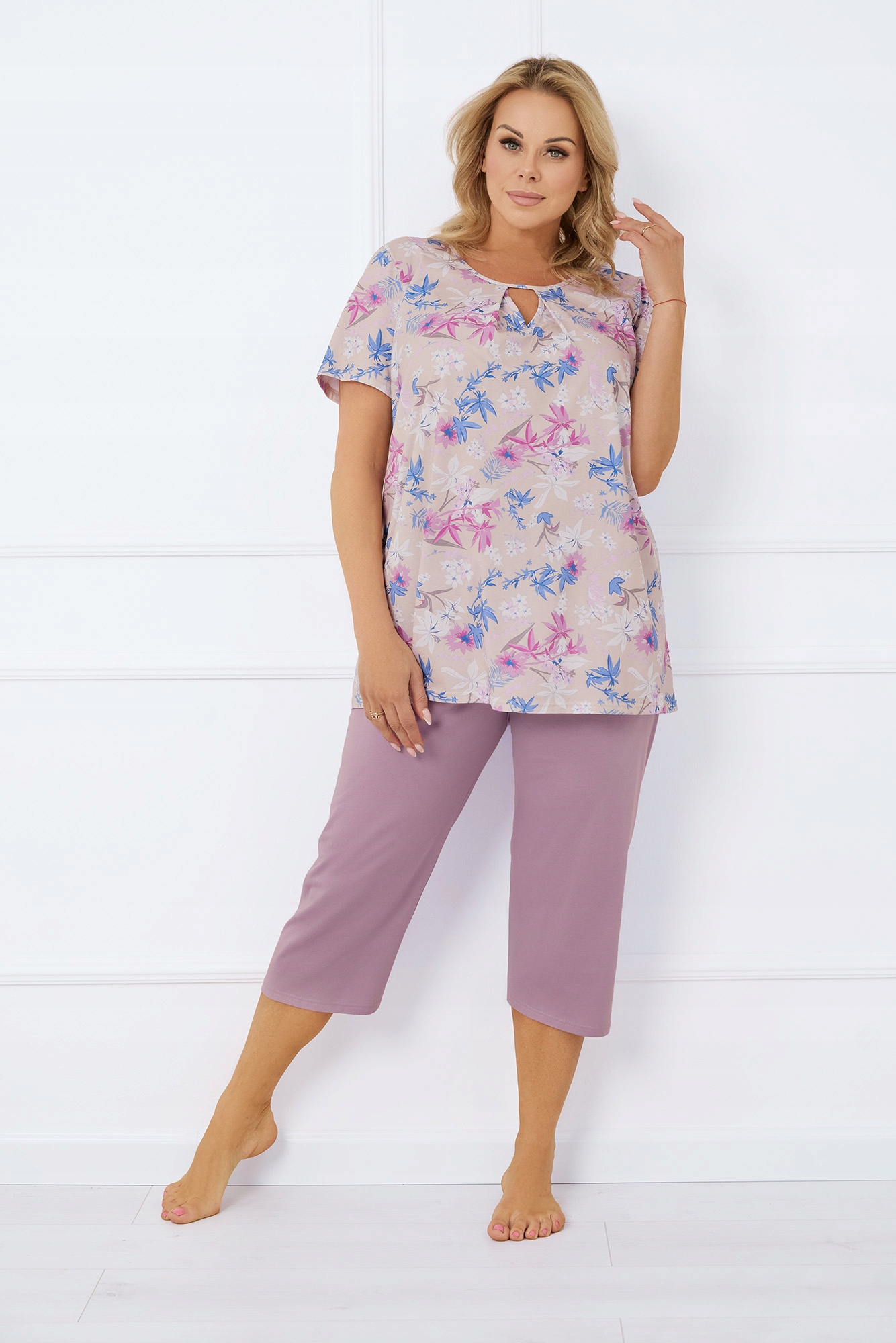 Dámské pyžamo s krátkým rukávem, 3/4 kalhoty Inger XXXL Italian Fashion